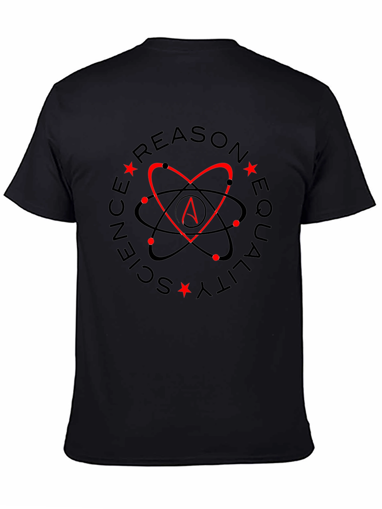 Atheist Heart Atom Symbol Black T-Shirt