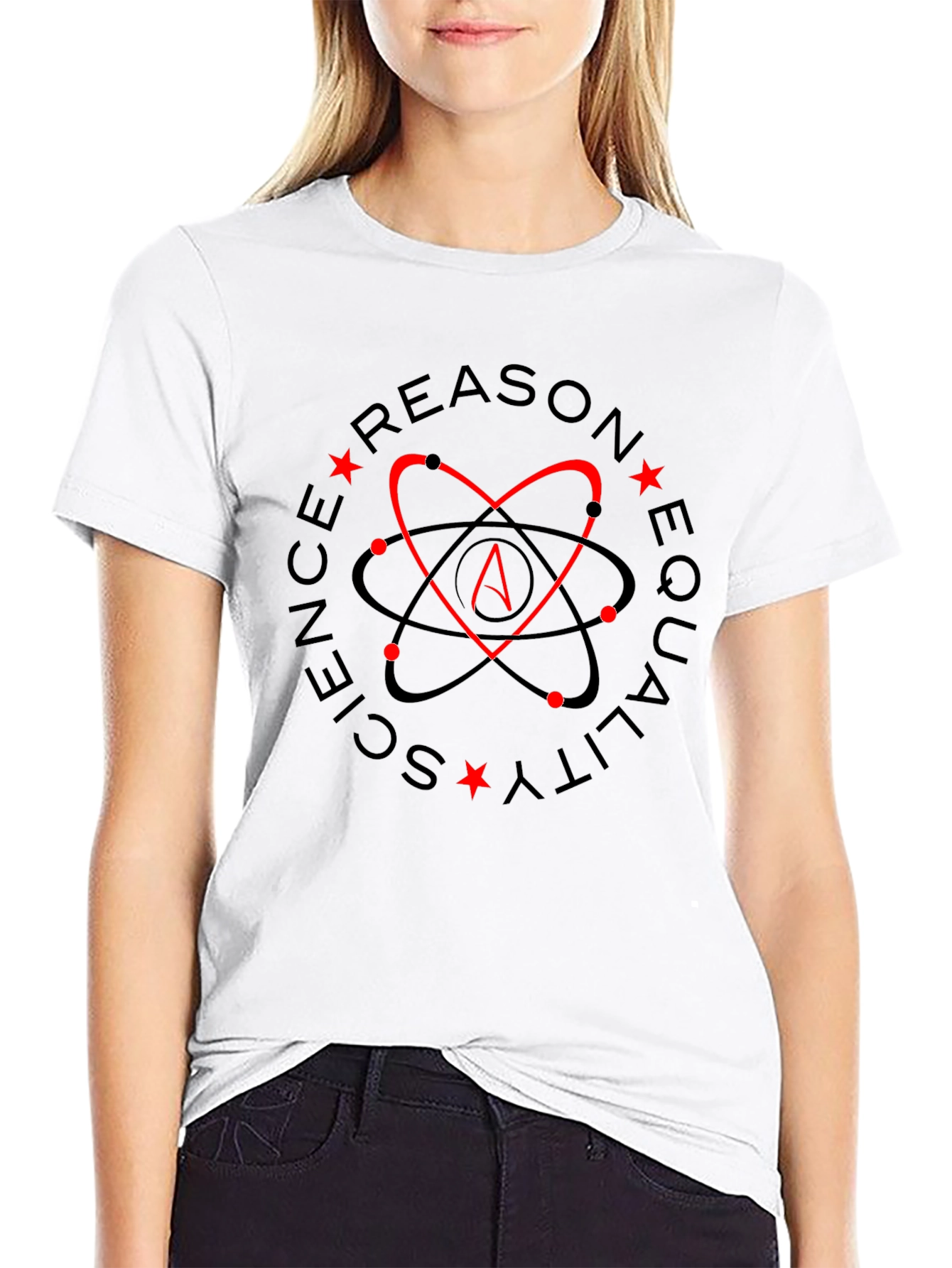 Atheist Heart Atom Symbol Black T-Shirt