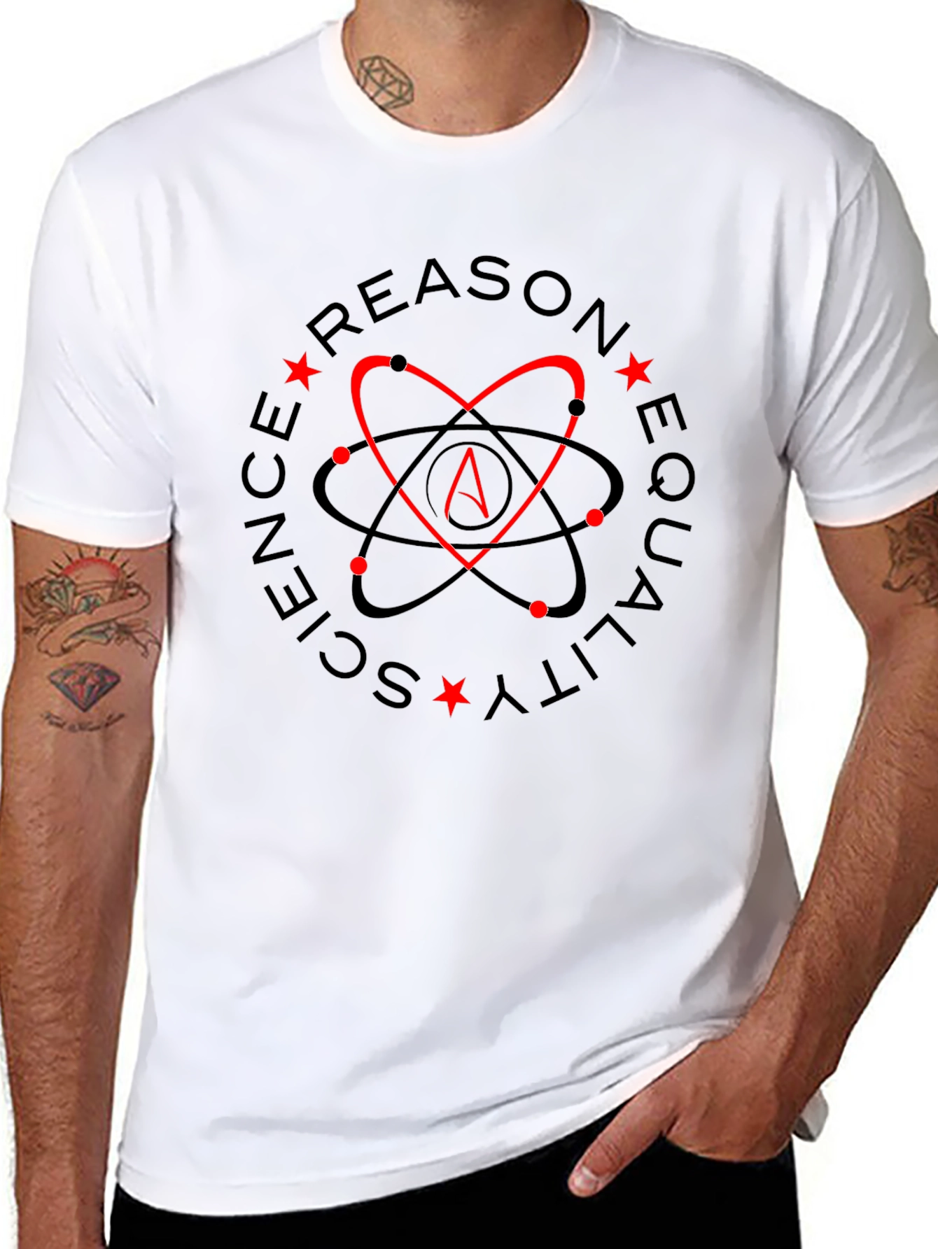 Atheist Heart Atom Symbol Black T-Shirt