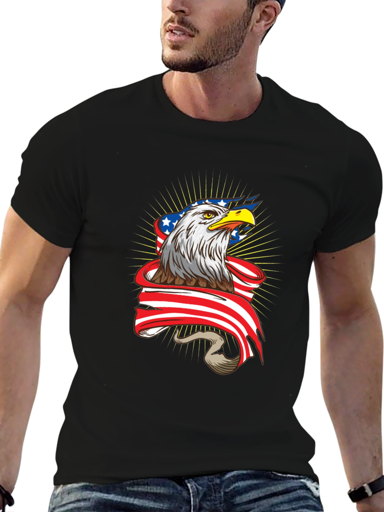 American Pride Eagle Graphic Tee - Black