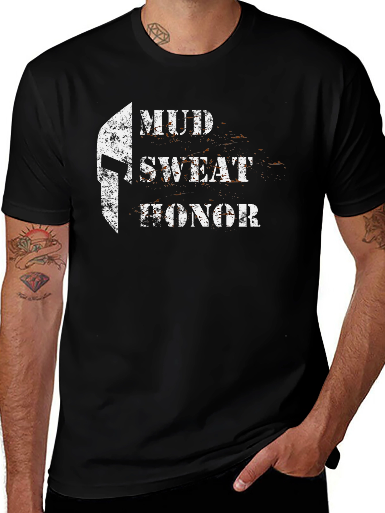 Mud Sweat Honor Spartan Graphic Tee - Black