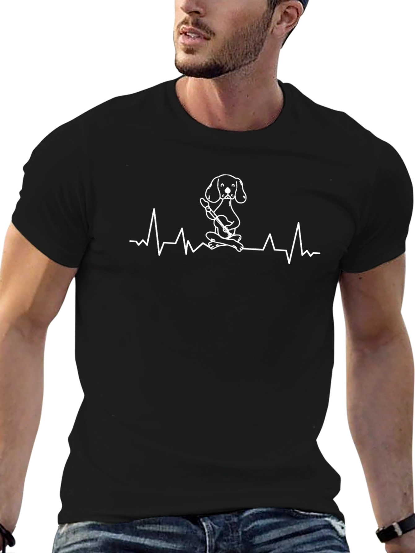 Dog Guitar Heartbeat Graphic Tee