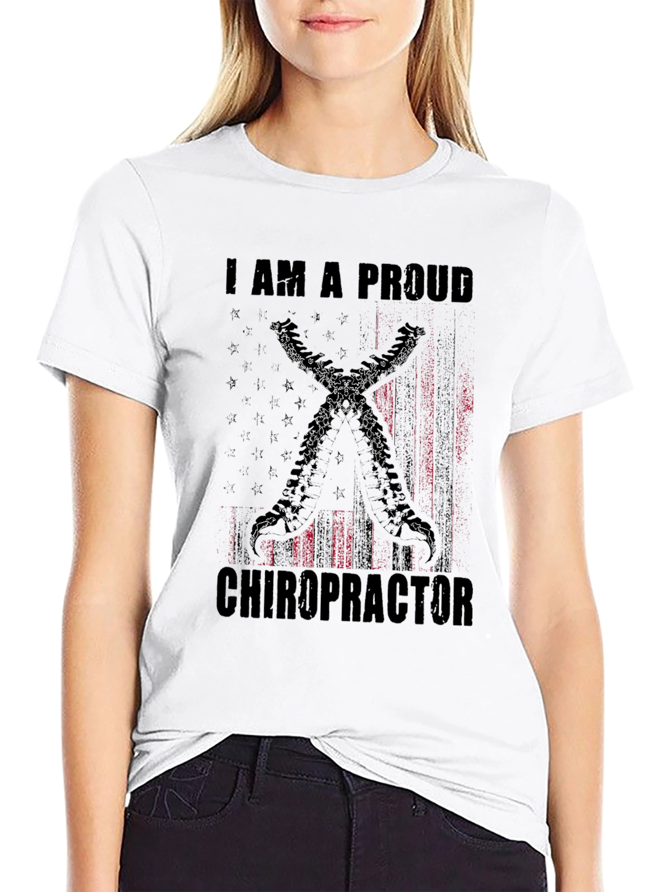 Proud Chiropractor T-Shirt - American Flag Design