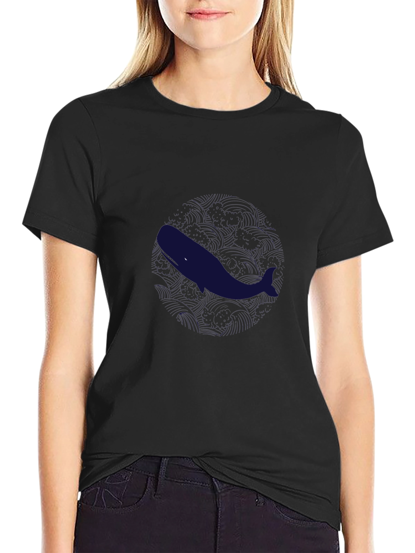 Whale Graphic Tee - Stylish Mens Black T-Shirt