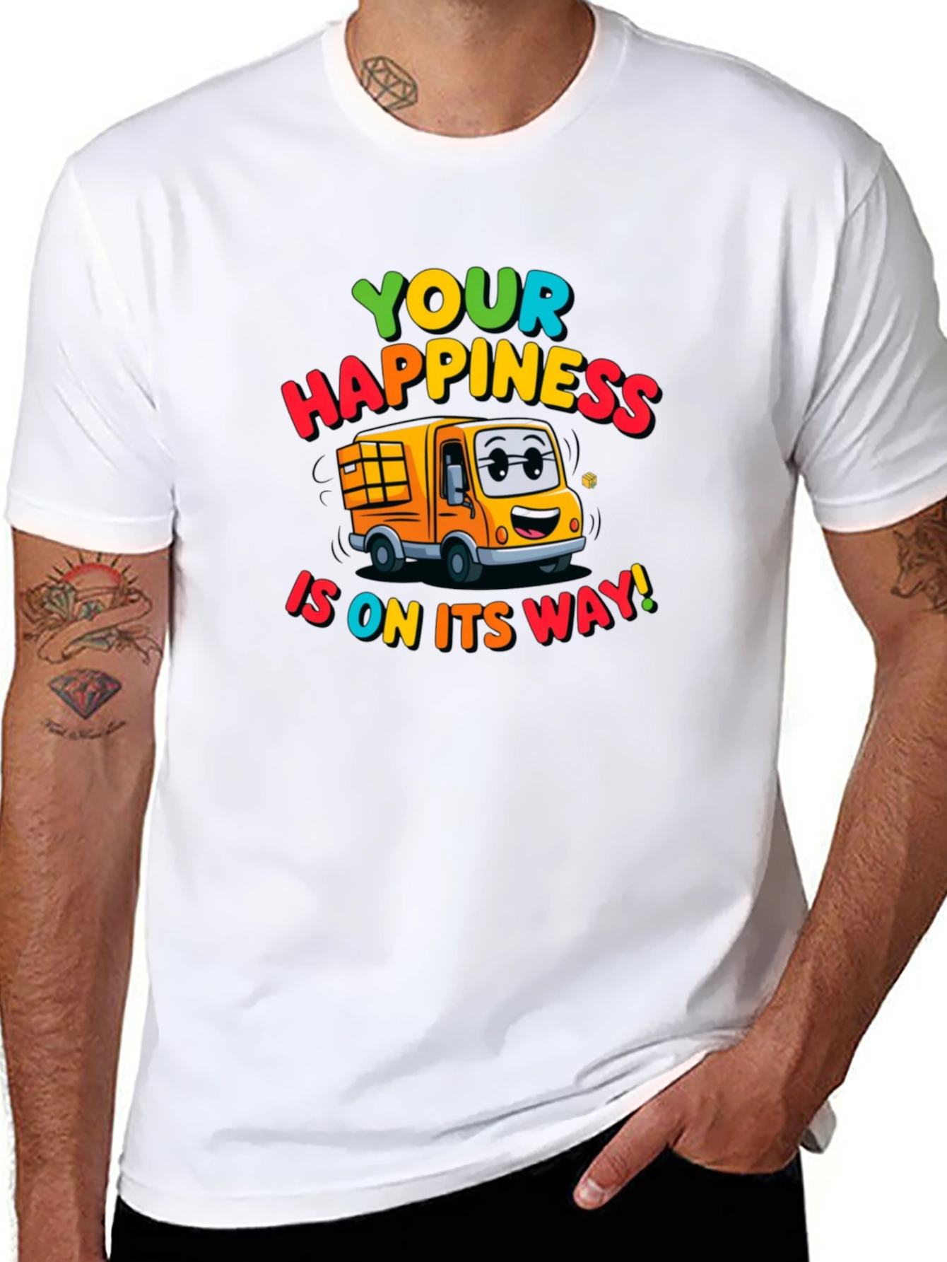 Happiness Delivery T-Shirt - Fun Cartoon Truck Tee