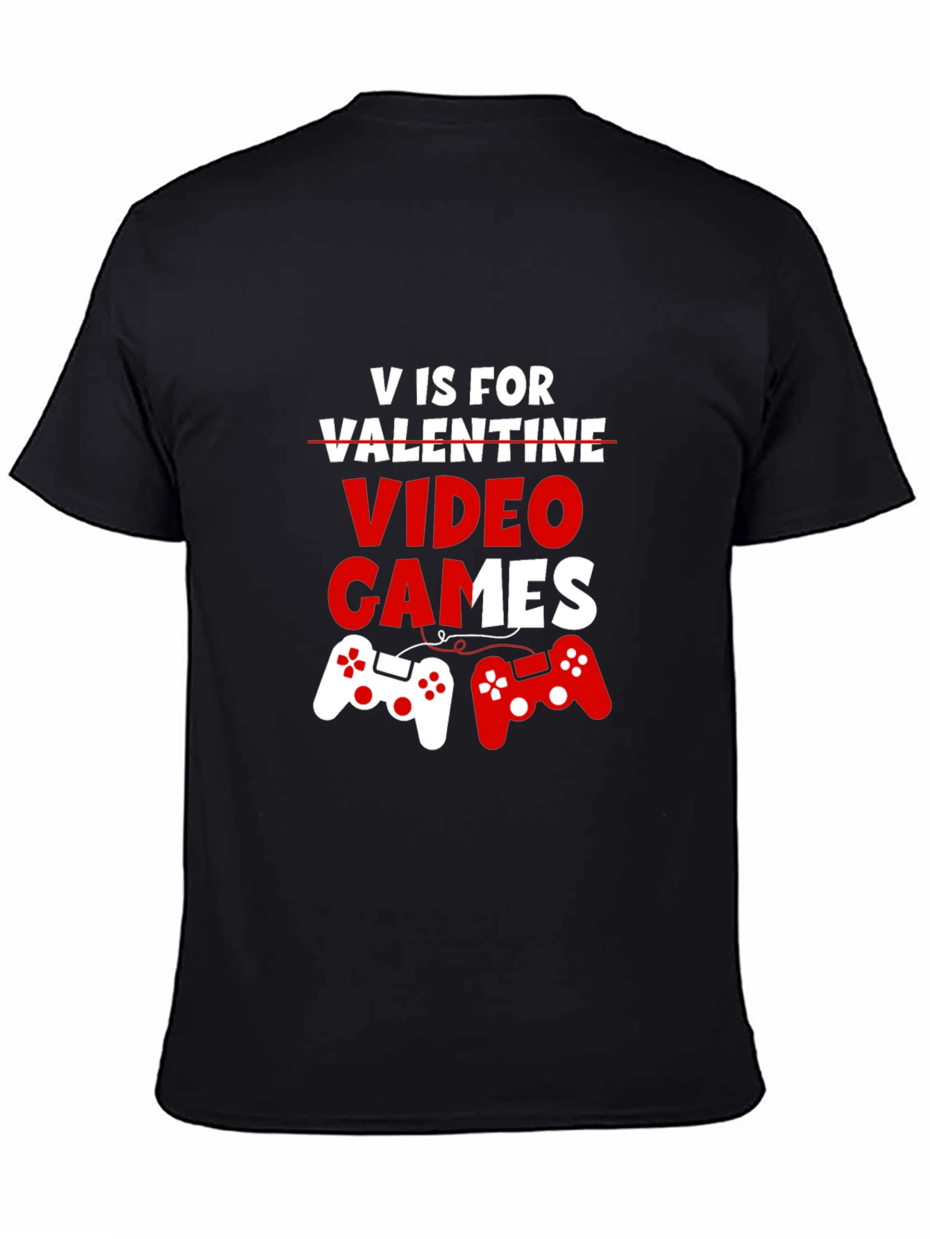 V is for Video Games Black Graphic Tee