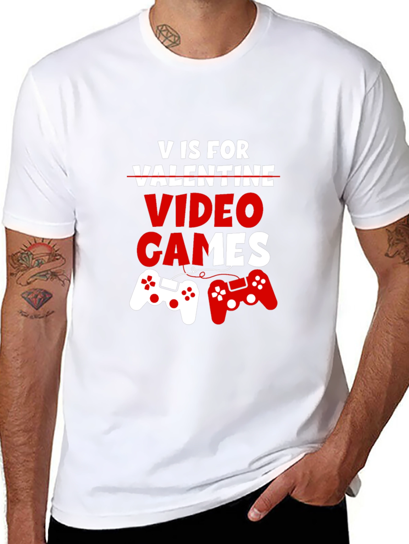 V is for Video Games Black Graphic Tee