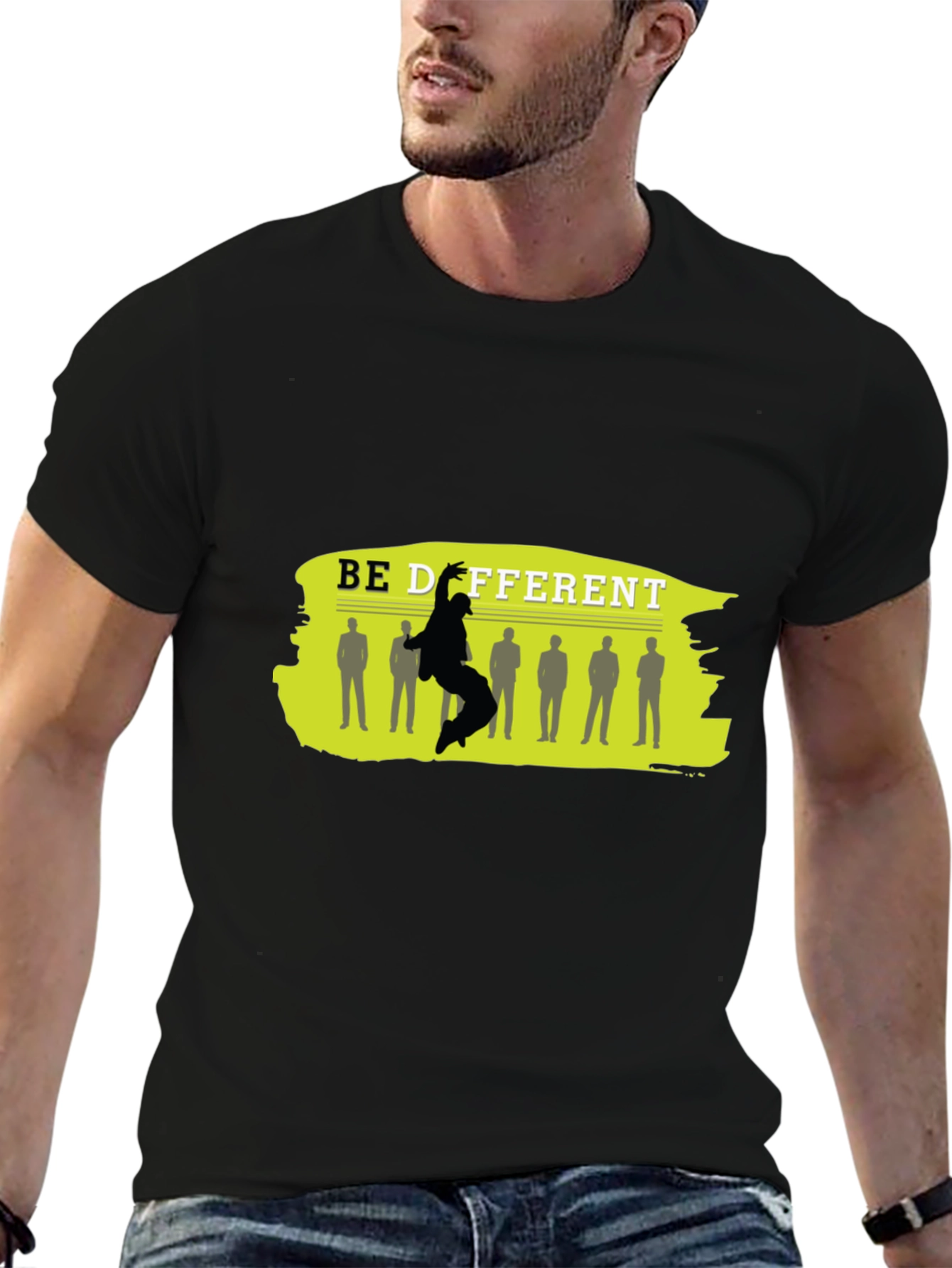 Be Different Black Graphic T-Shirt