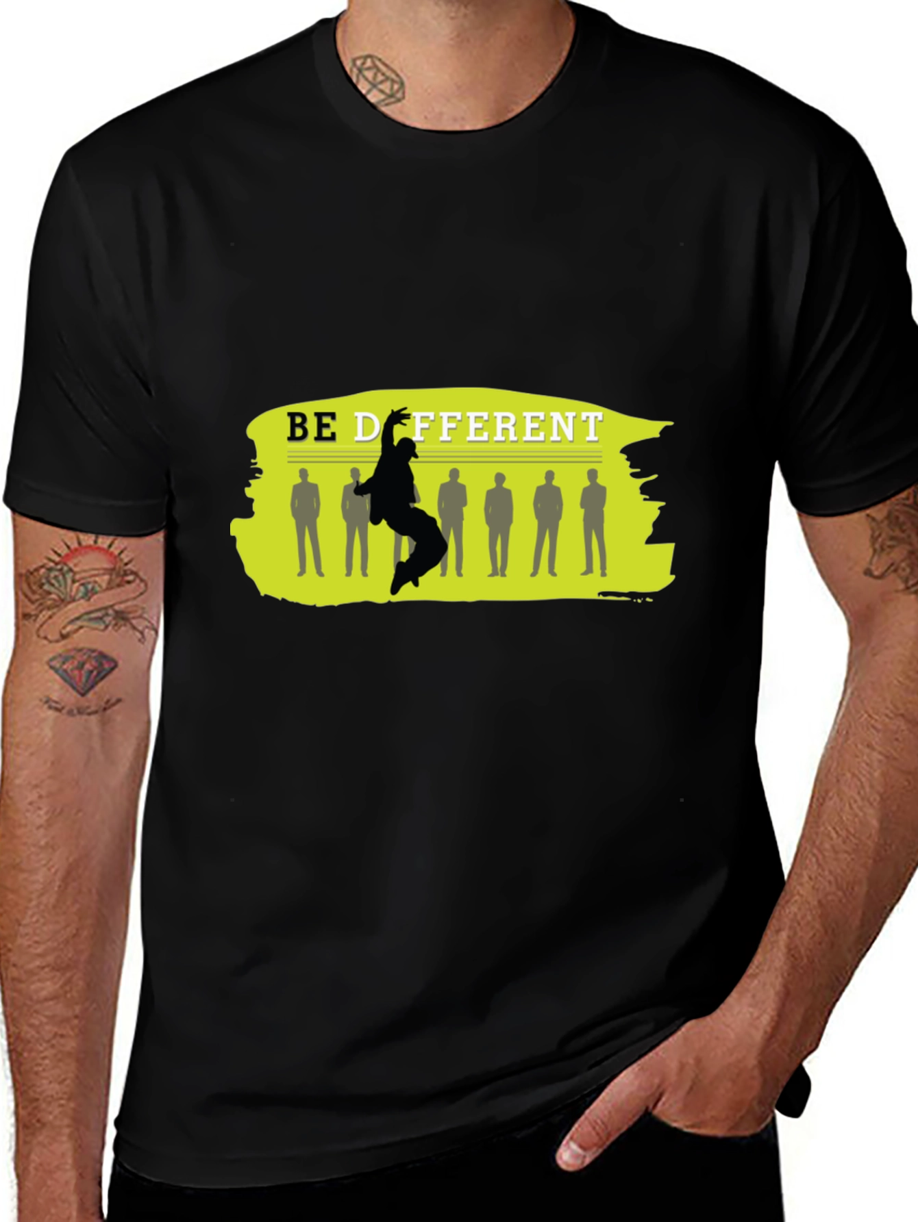 Be Different Black Graphic T-Shirt