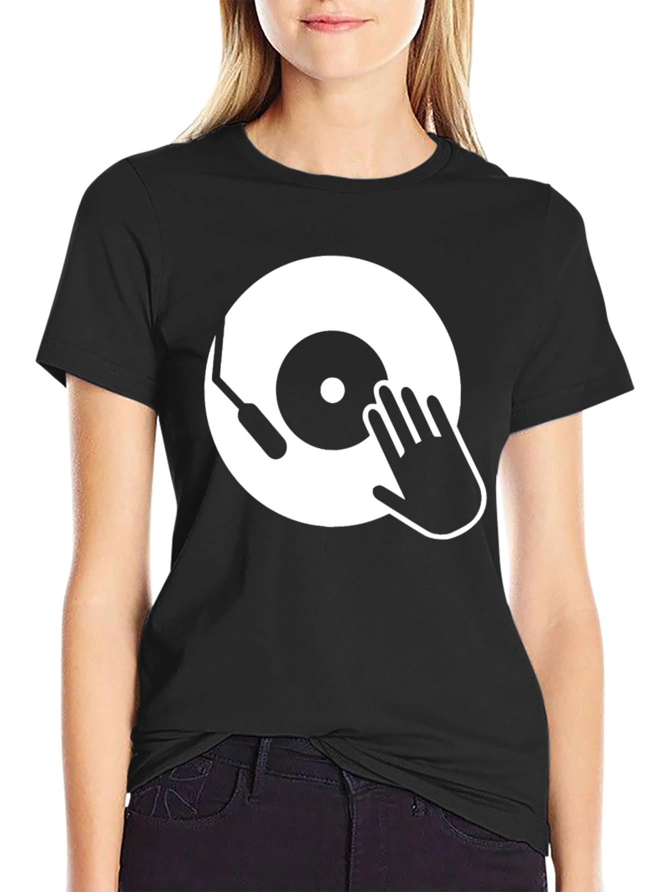 DJ Turntable Graphic T-Shirt - Black Cotton Tee