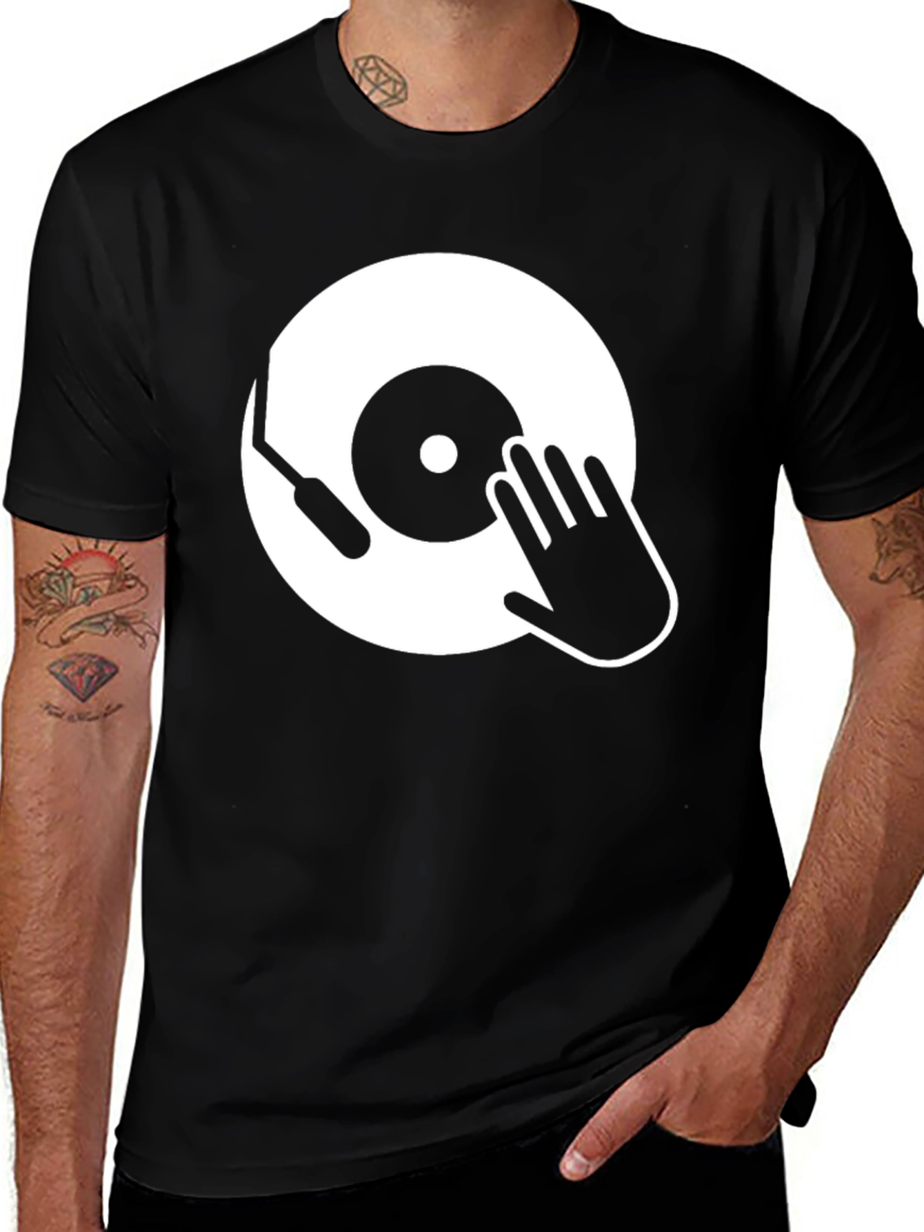 DJ Turntable Graphic T-Shirt - Black Cotton Tee