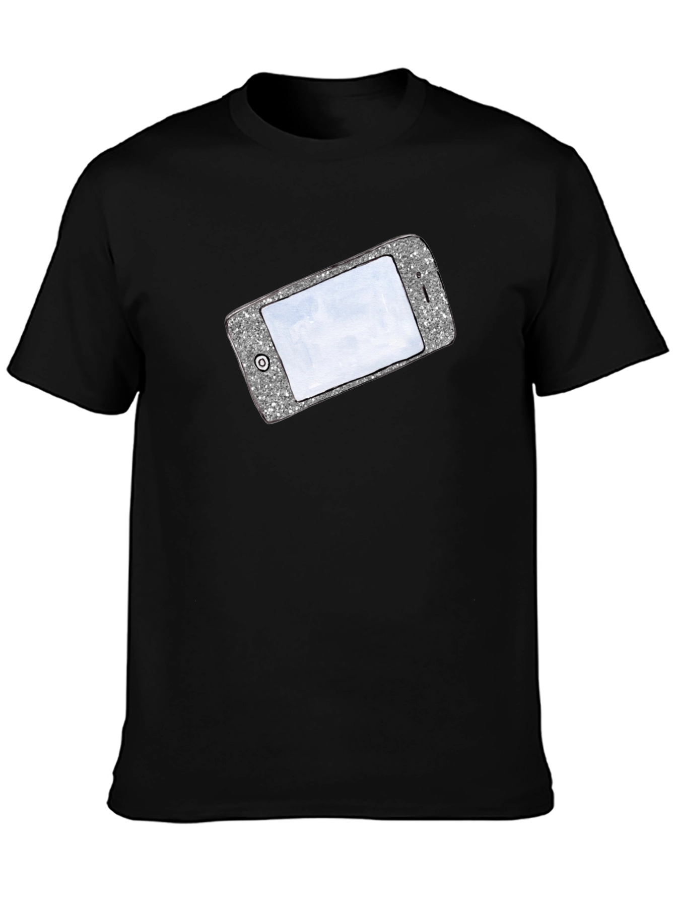 Glitter Phone Graphic T-Shirt - Stylish Novelty Tee