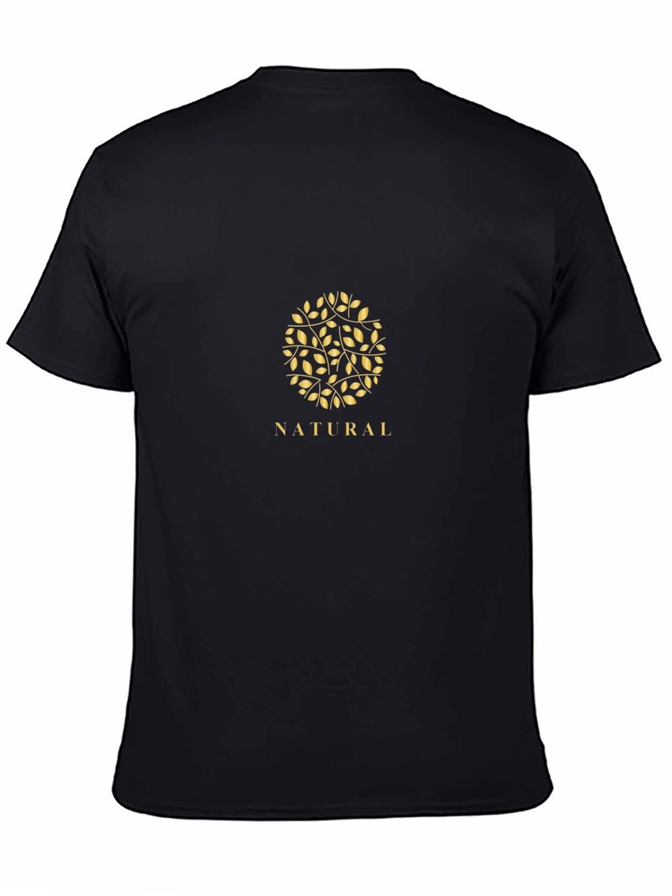 Natural Leaf Design Black T-Shirt