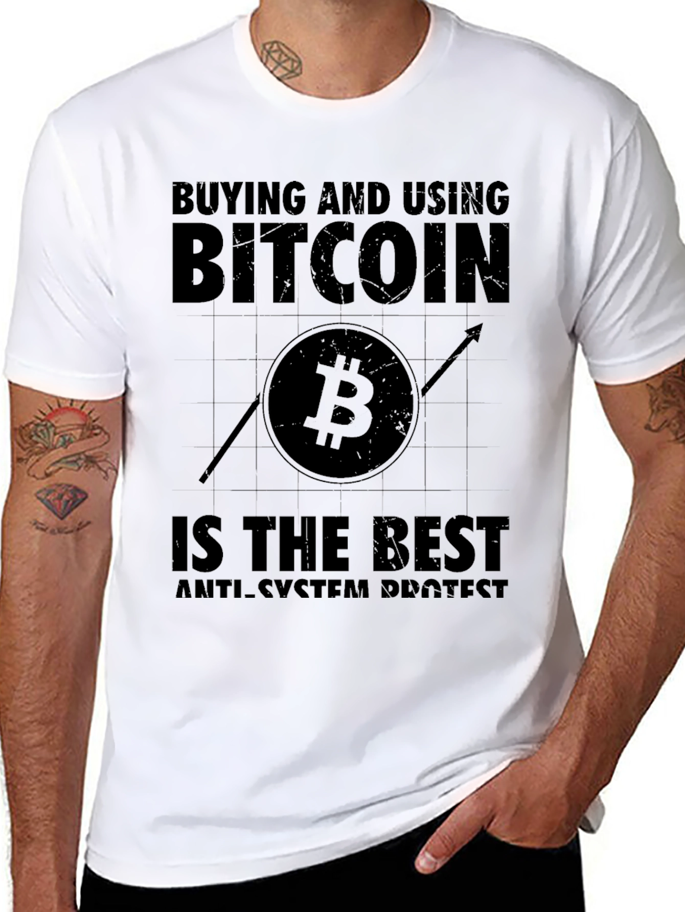 Bitcoin Anti-System Protest Graphic T-Shirt