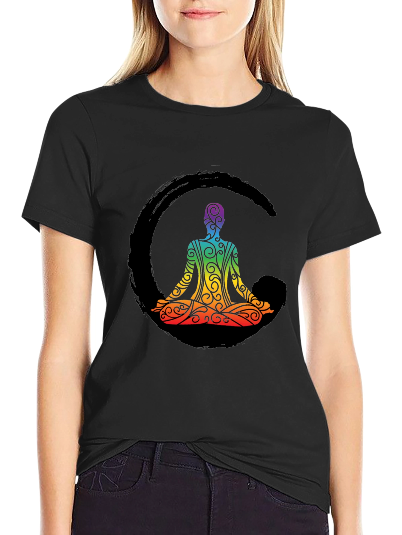Zen Meditation Rainbow Graphic Tee