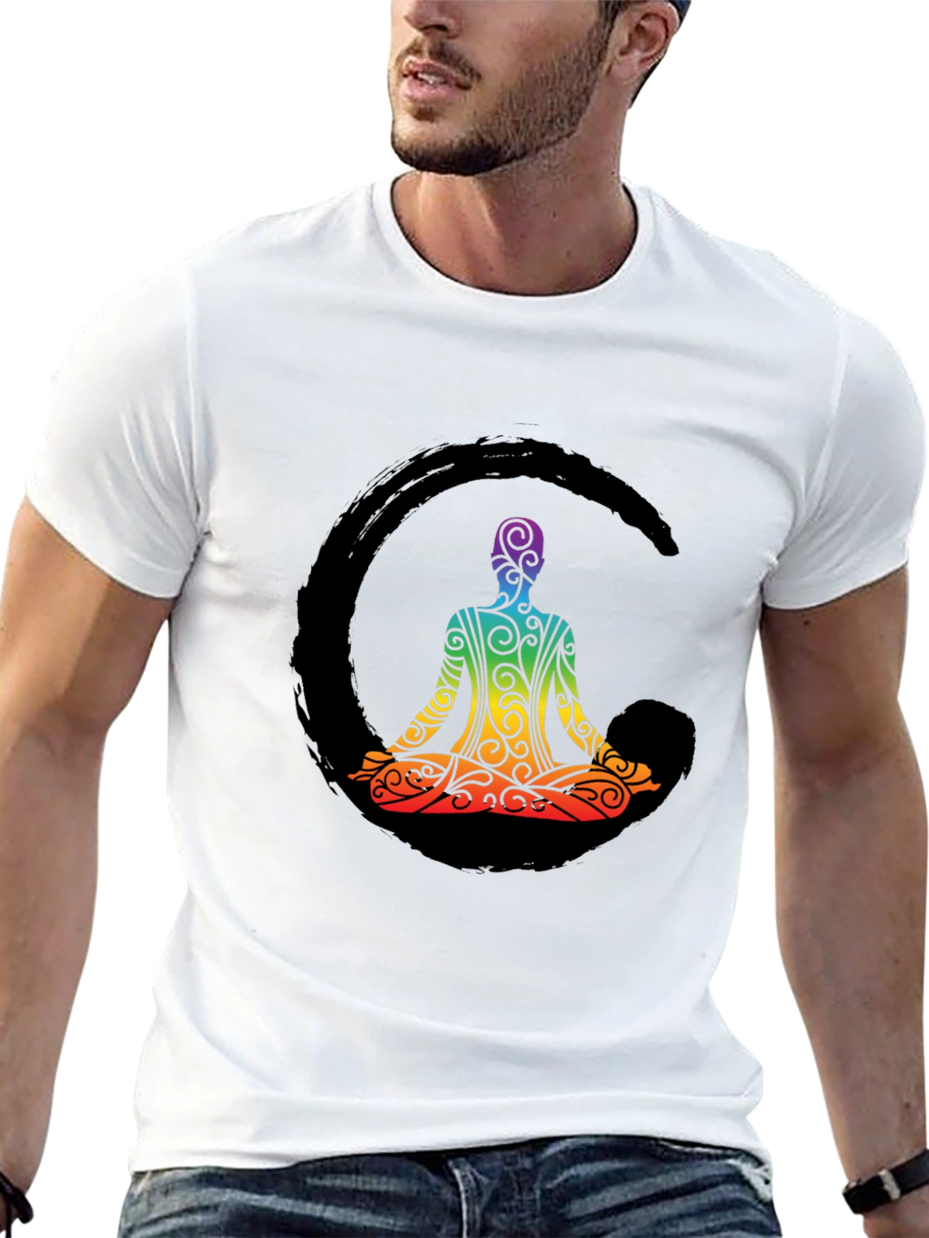 Zen Meditation Rainbow Graphic Tee