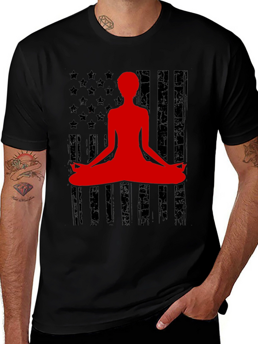 Yoga USA Flag Mens Graphic Tee - Black