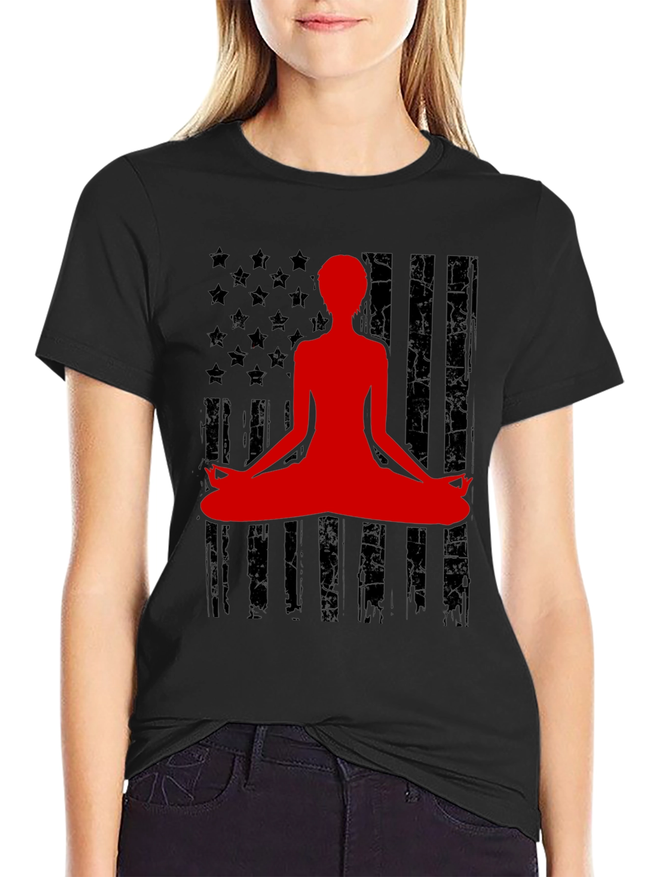Yoga USA Flag Mens Graphic Tee - Black