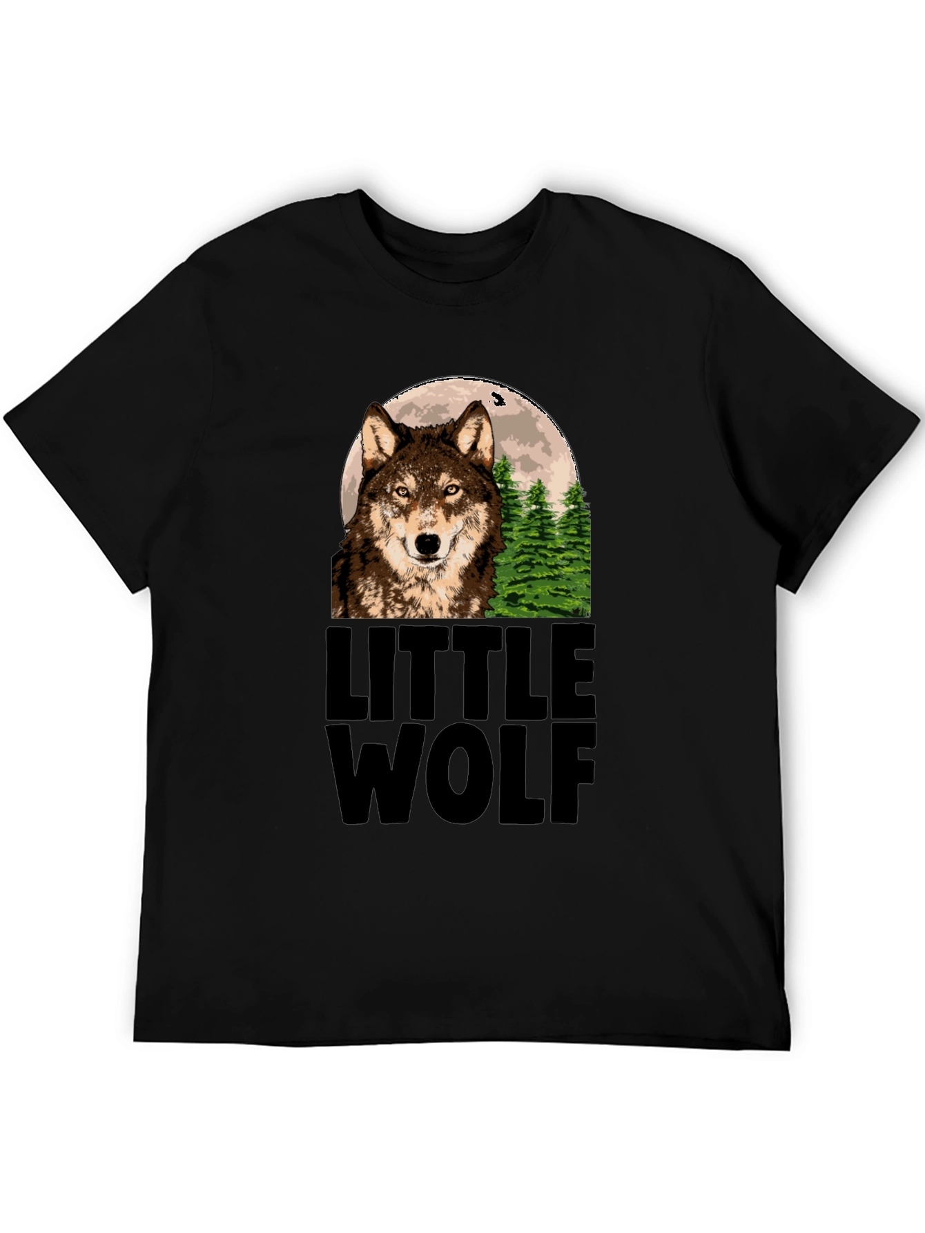 Little Wolf Graphic Print Tee - Mens Black T-Shirt