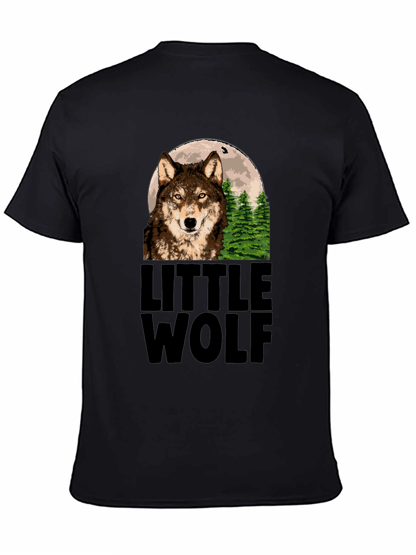 Little Wolf Graphic Print Tee - Mens Black T-Shirt