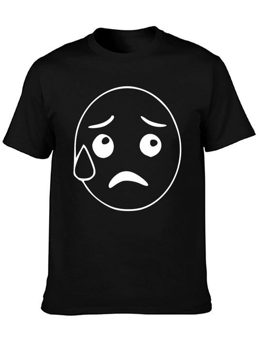 Sad Emoji Graphic Tee - Black Comfort Fit