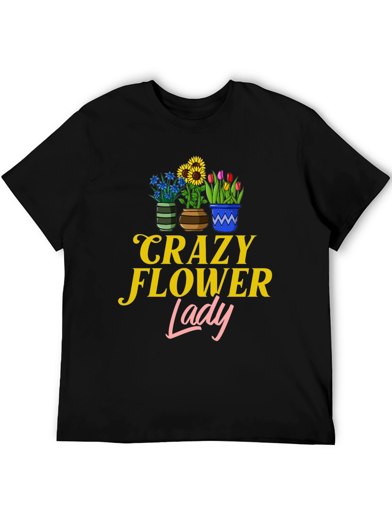 Crazy Flower Lady Graphic T-Shirt