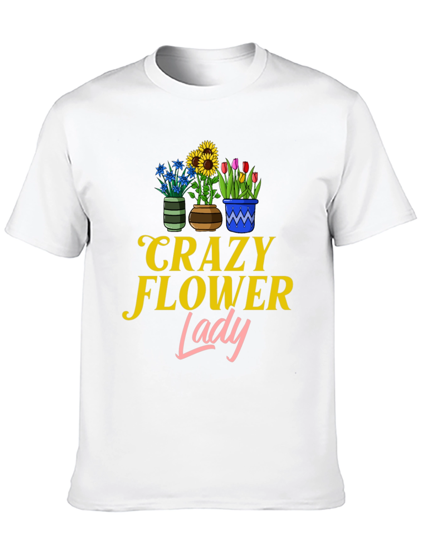 Crazy Flower Lady Graphic T-Shirt