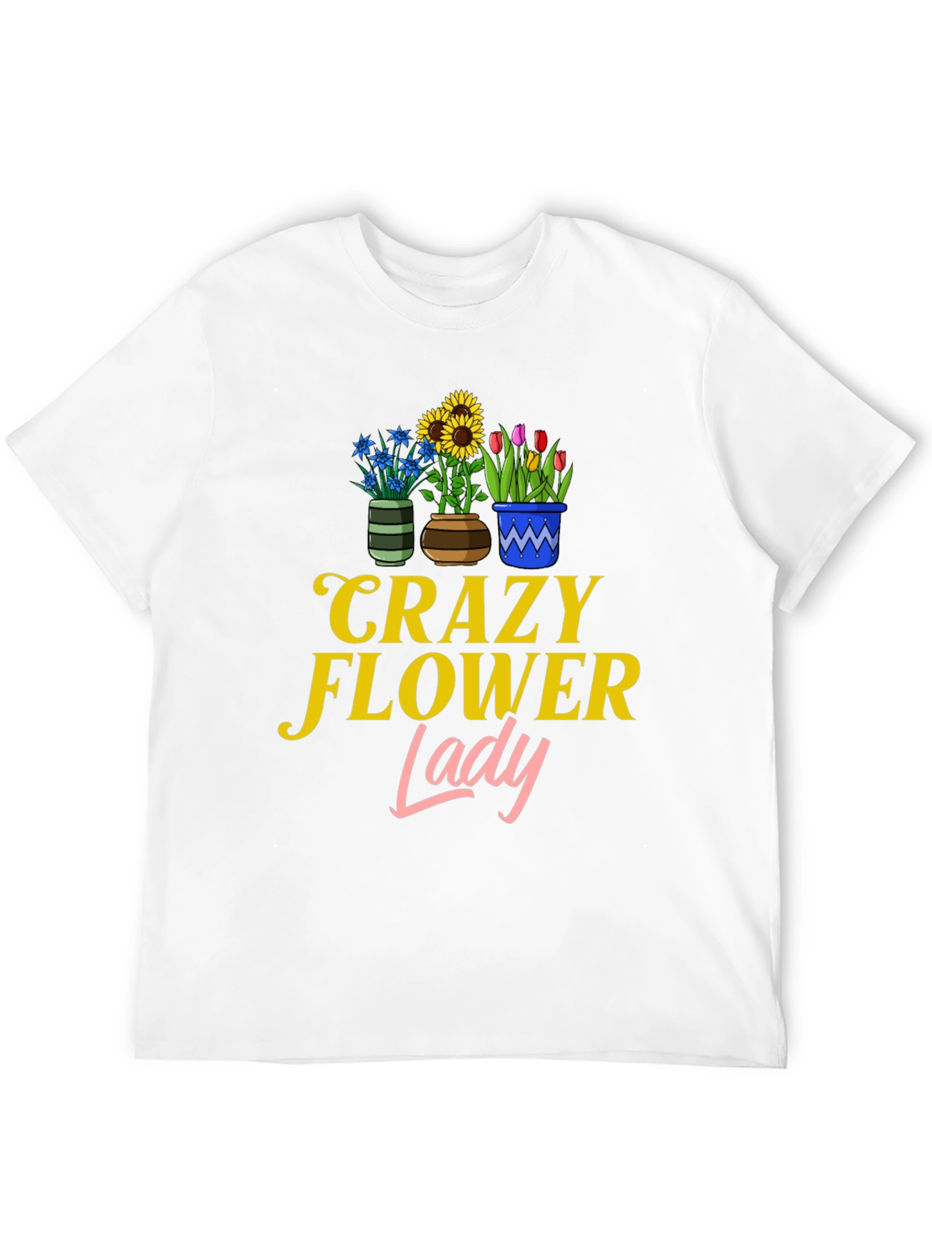 Crazy Flower Lady Graphic T-Shirt