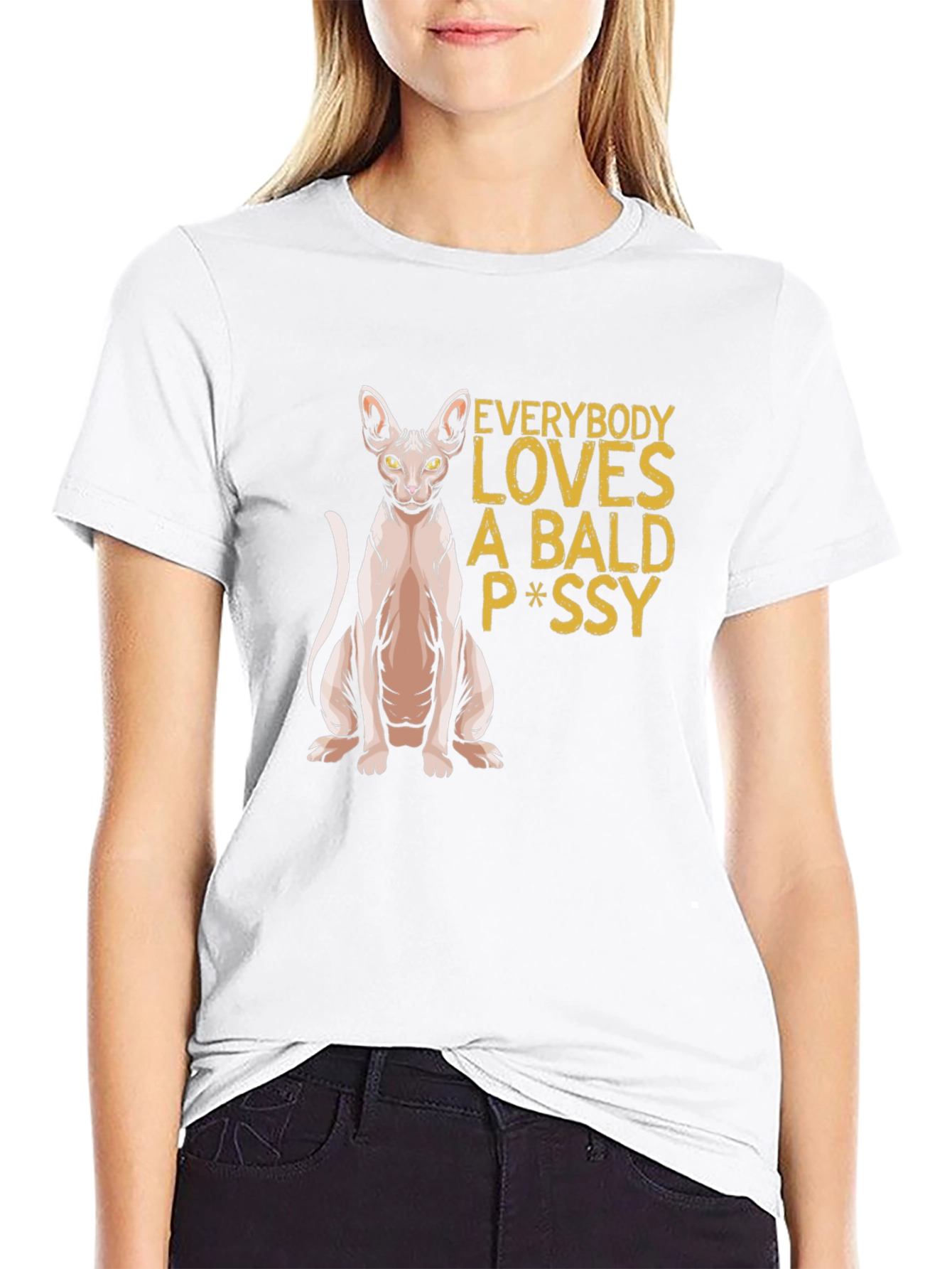 Bald Cat P*ssy T-Shirt - Funny Novelty Tee