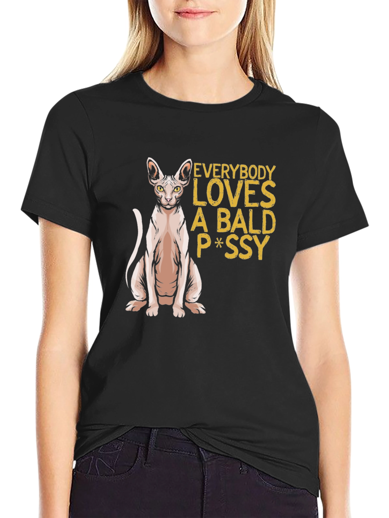 Bald Cat P*ssy T-Shirt - Funny Novelty Tee