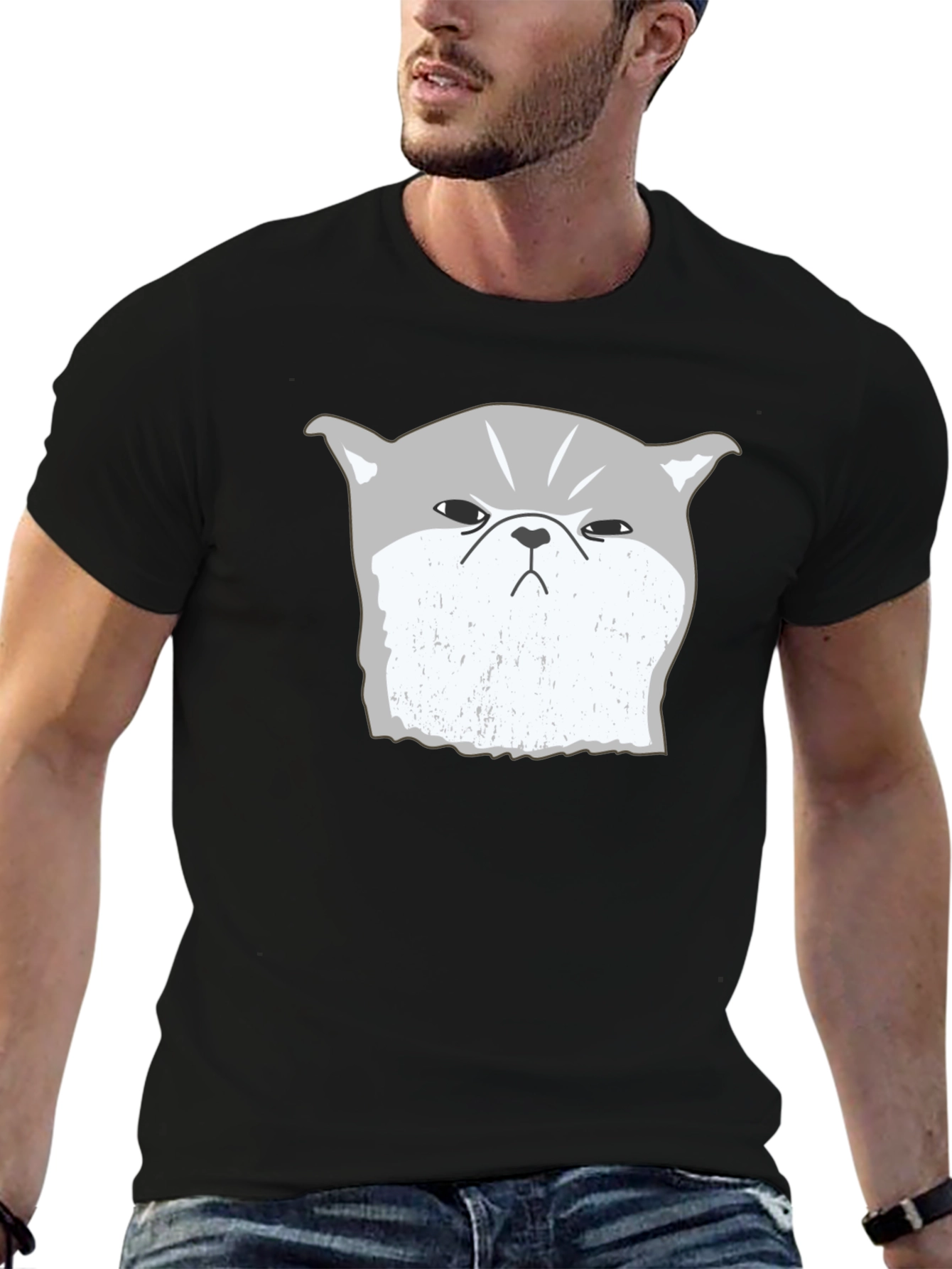 Grumpy Cat Graphic Tee - Black Cotton Blend T-Shirt