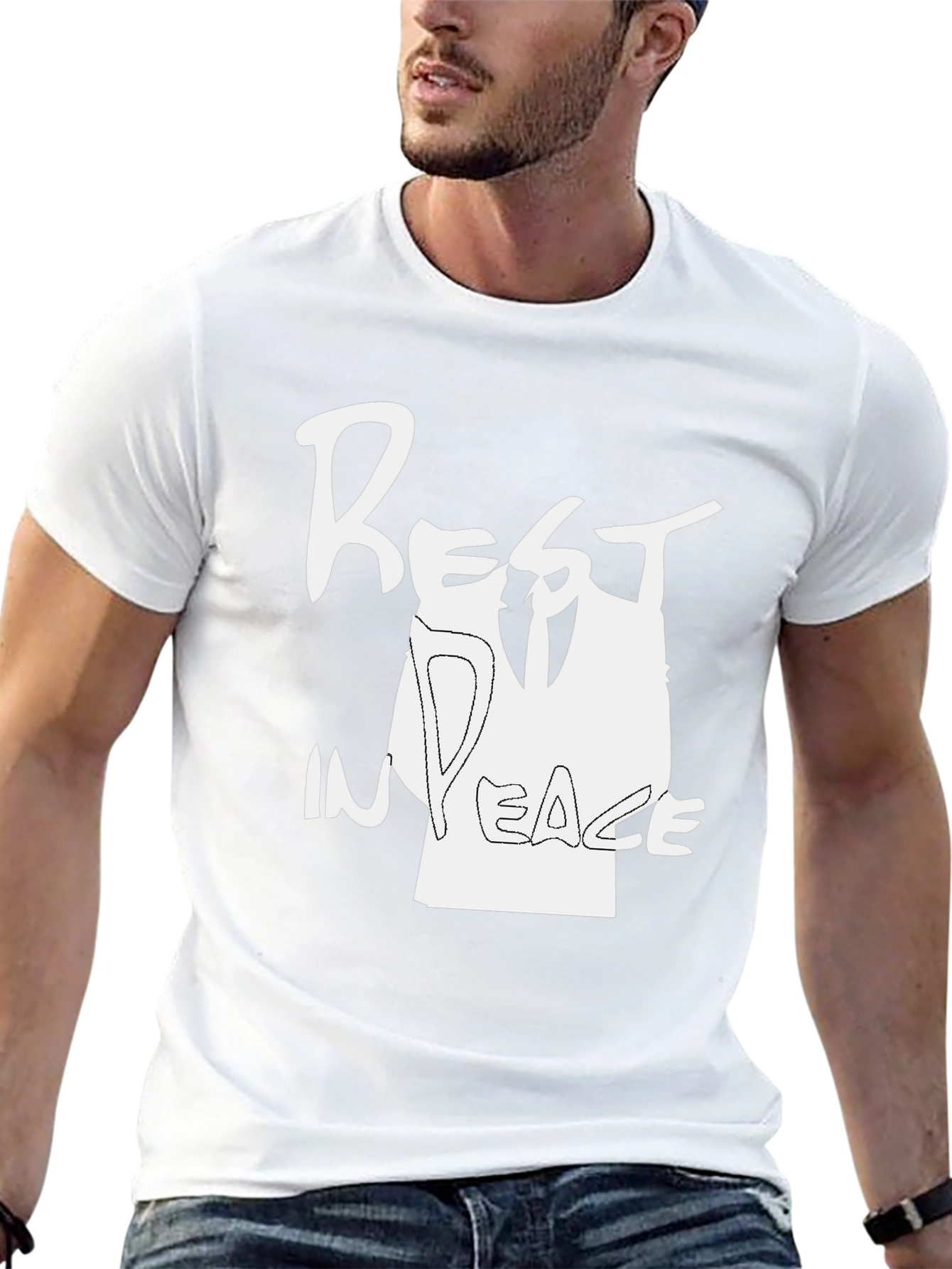 Rest In Peace Graphic Print Black T-Shirt