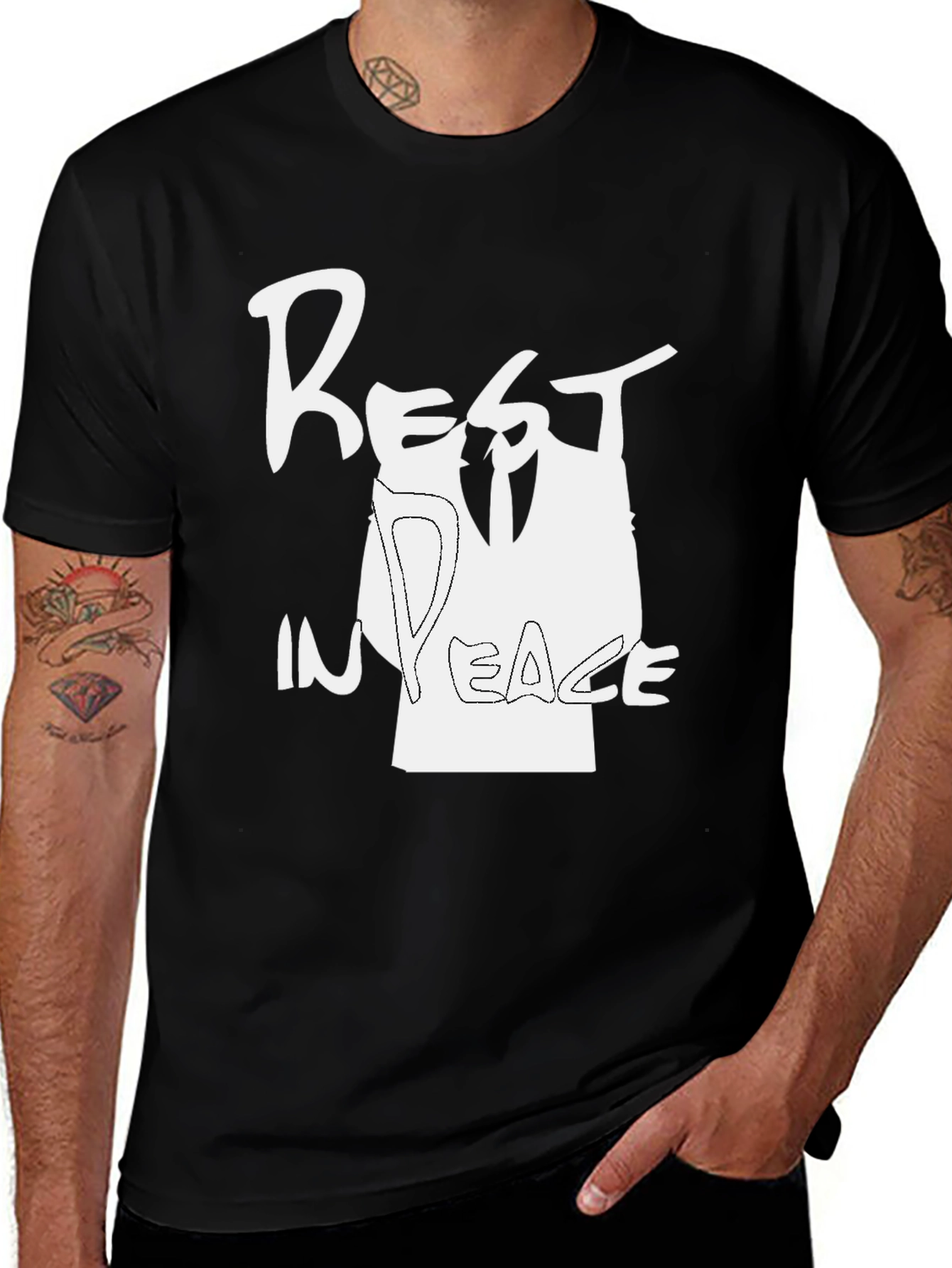 Rest In Peace Graphic Print Black T-Shirt