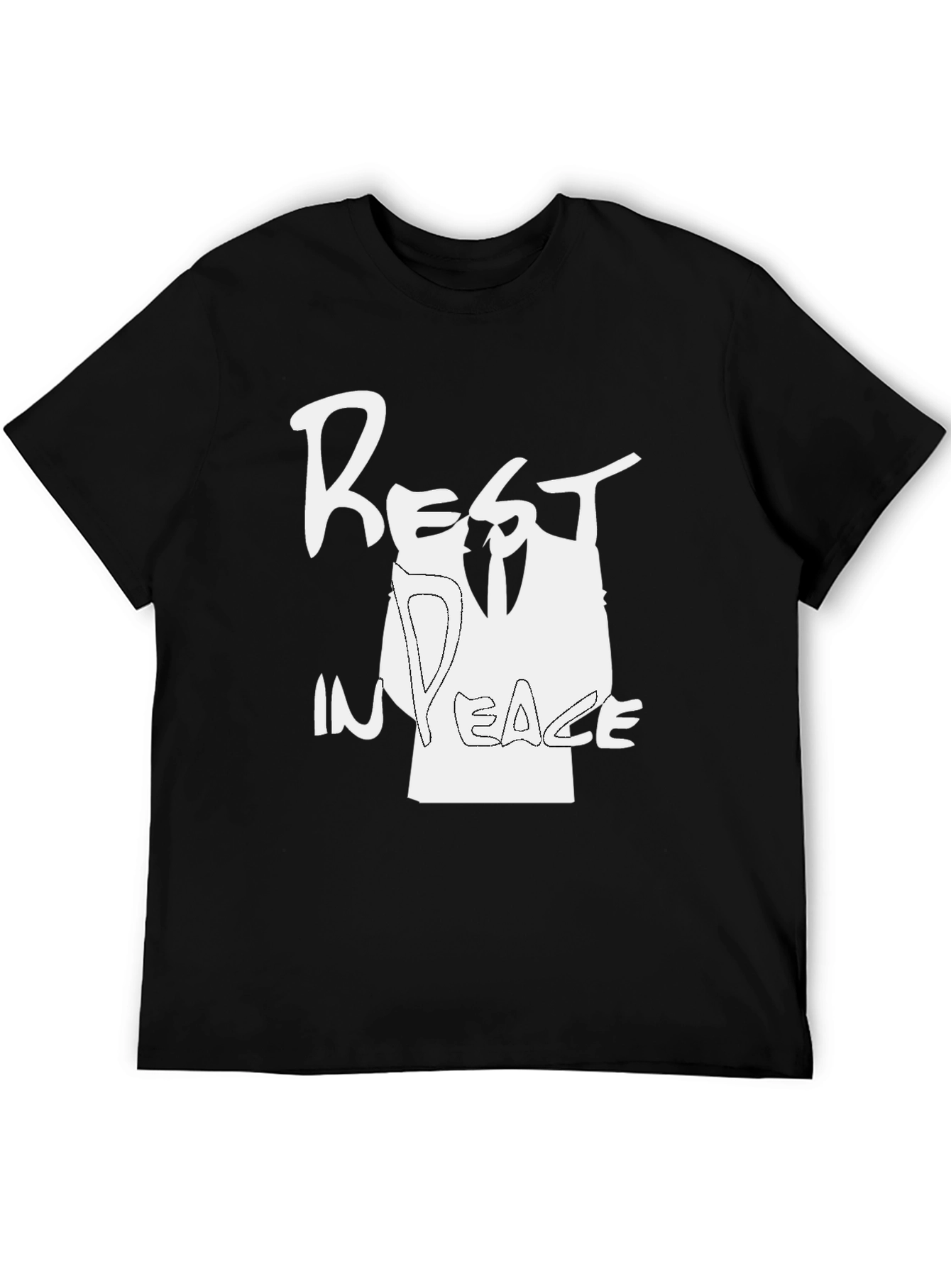 Rest In Peace Graphic Print Black T-Shirt