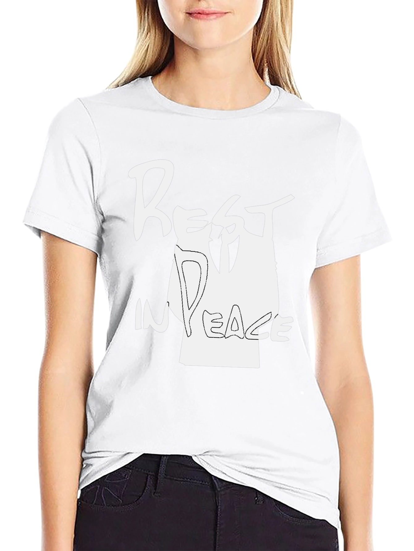 Rest In Peace Graphic Print Black T-Shirt