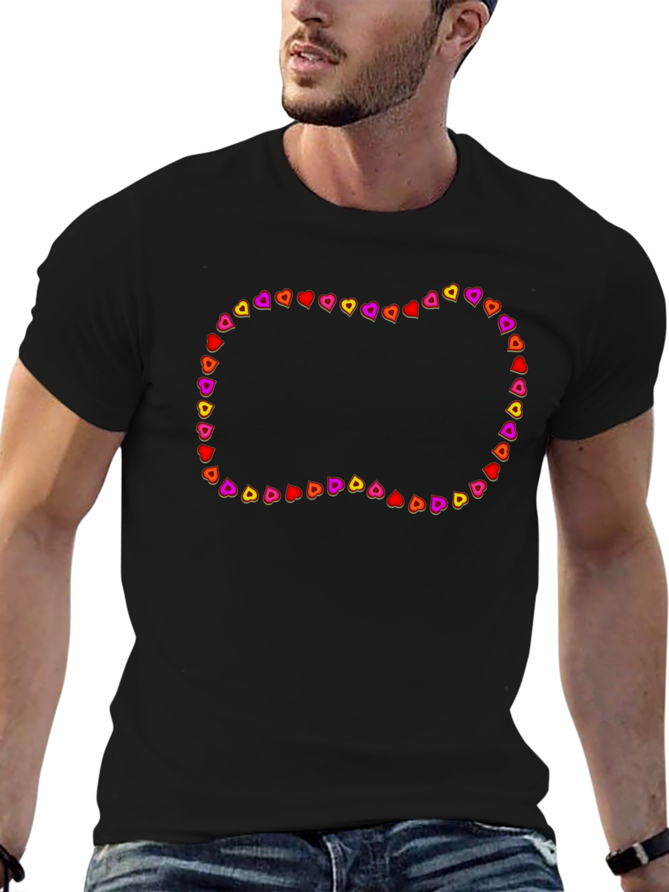 Heart Border Black T-Shirt