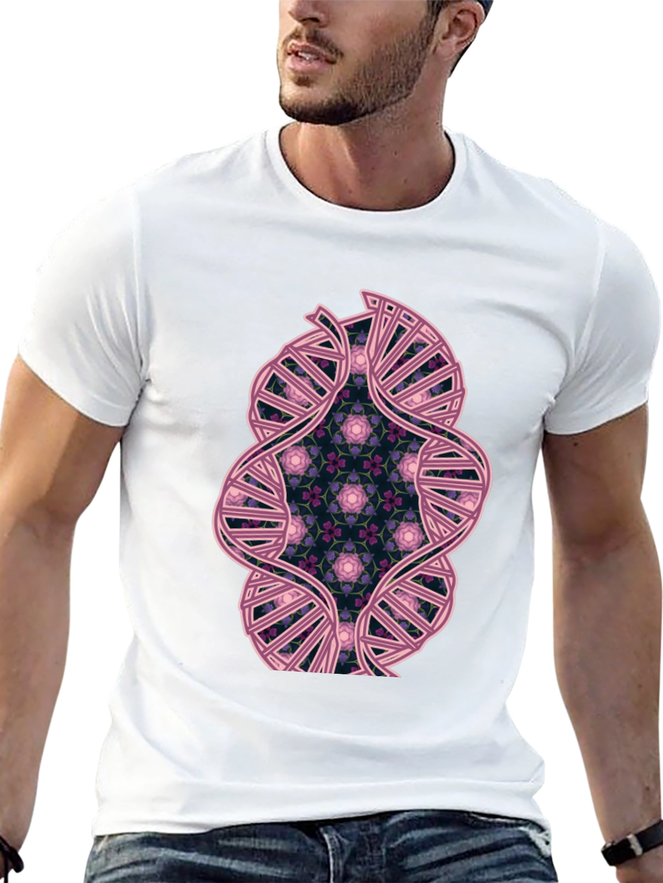 DNA Floral Graphic Tee - Stylish Science Shirt