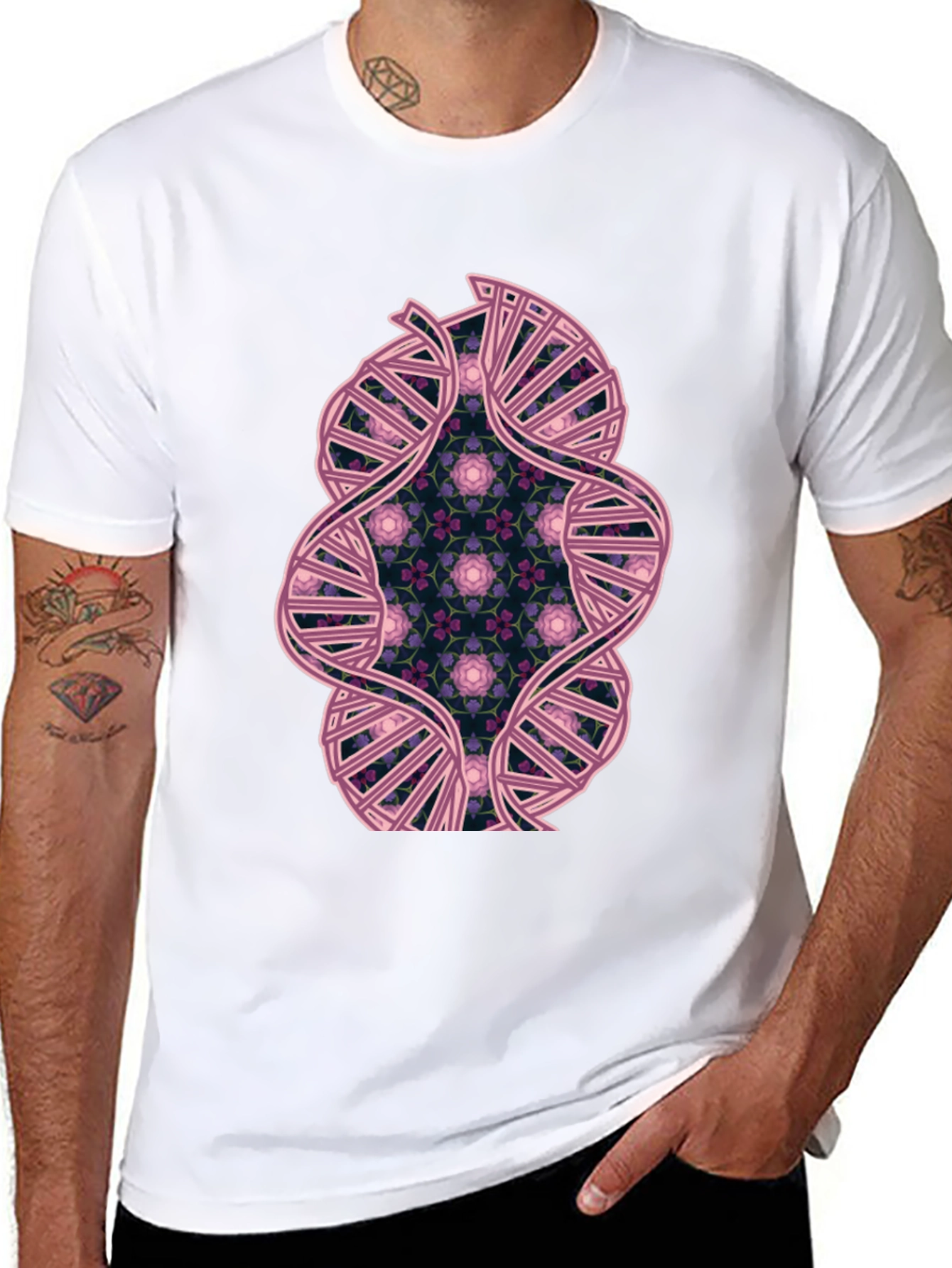 DNA Floral Graphic Tee - Stylish Science Shirt
