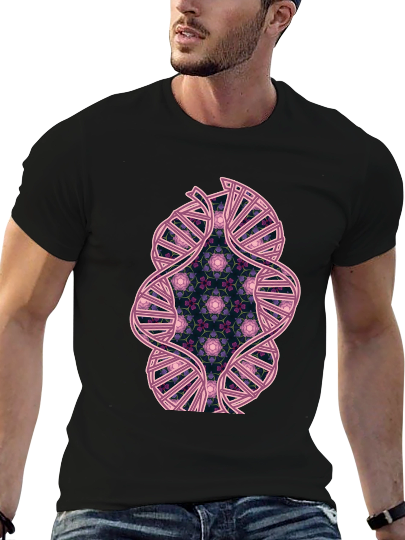 DNA Floral Graphic Tee - Stylish Science Shirt