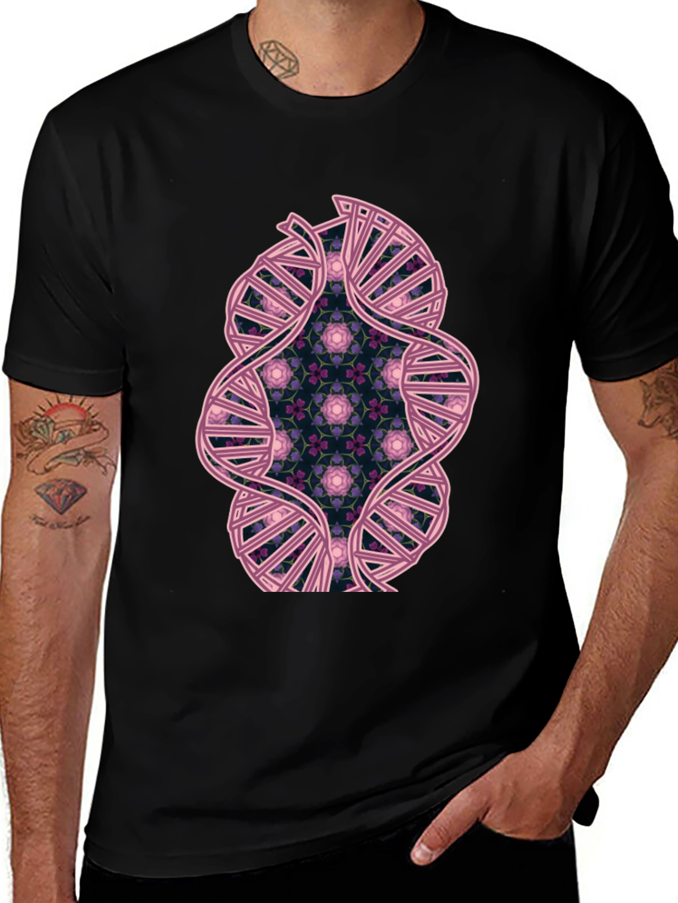 DNA Floral Graphic Tee - Stylish Science Shirt