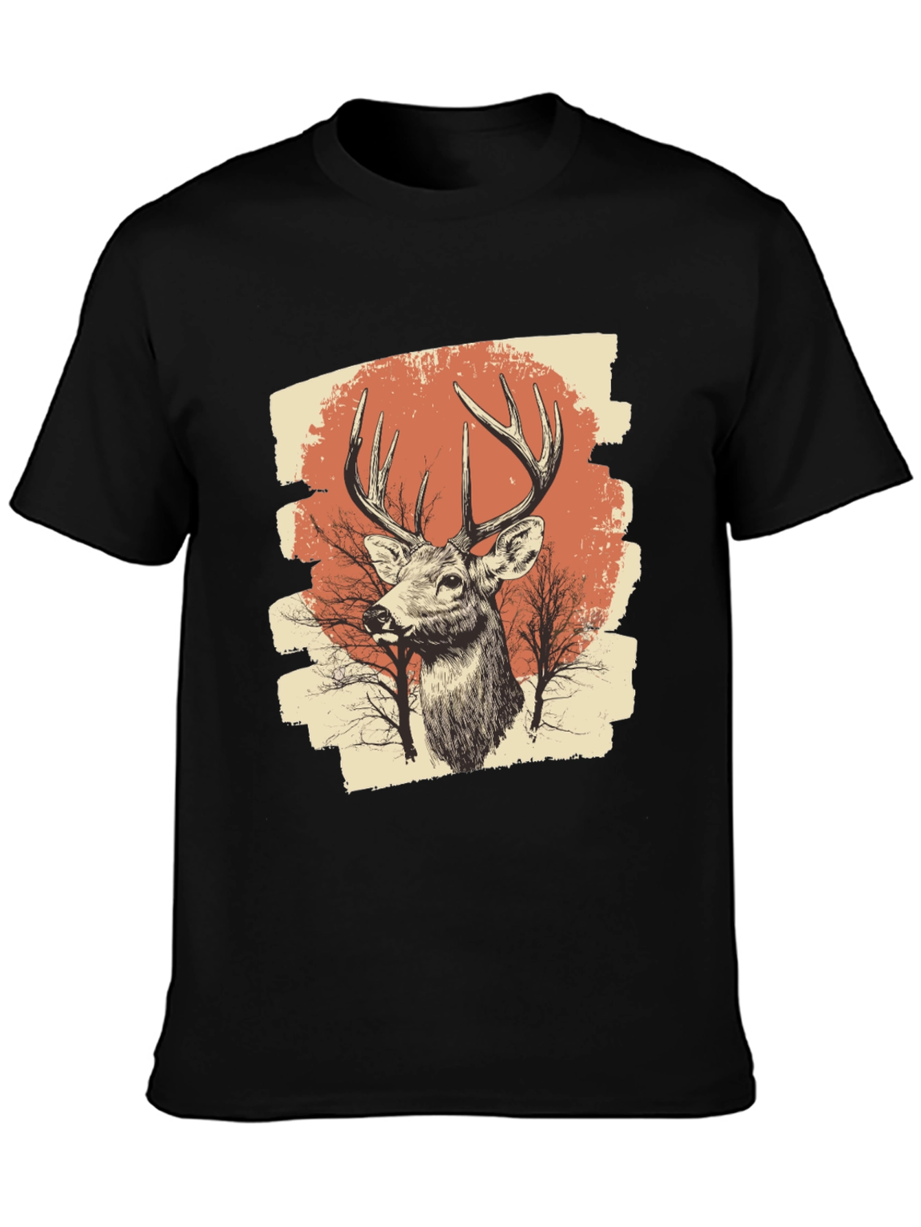 Deer Graphic Print Black T-Shirt