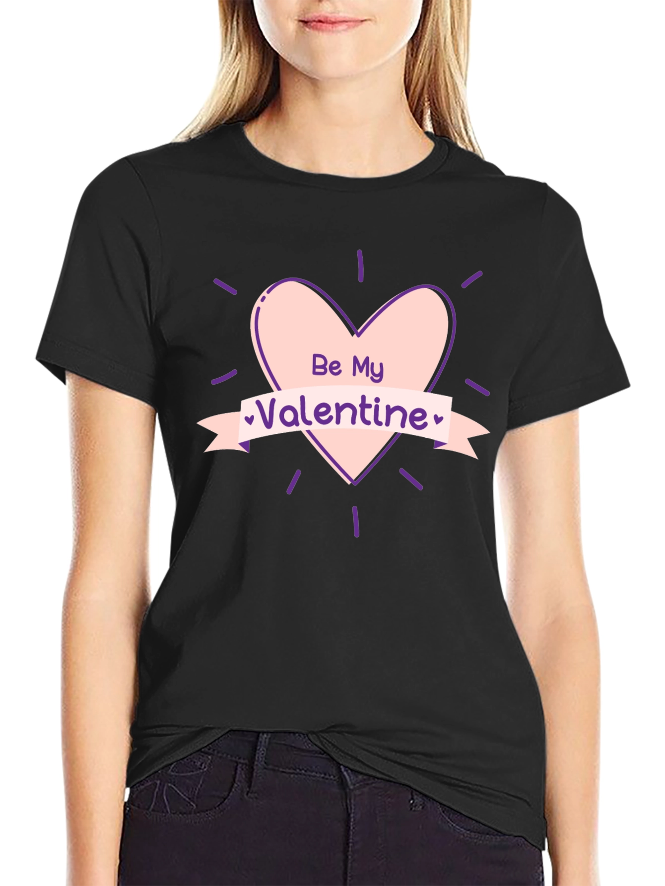 Be My Valentine Graphic Tee - Black Cotton T-Shirt