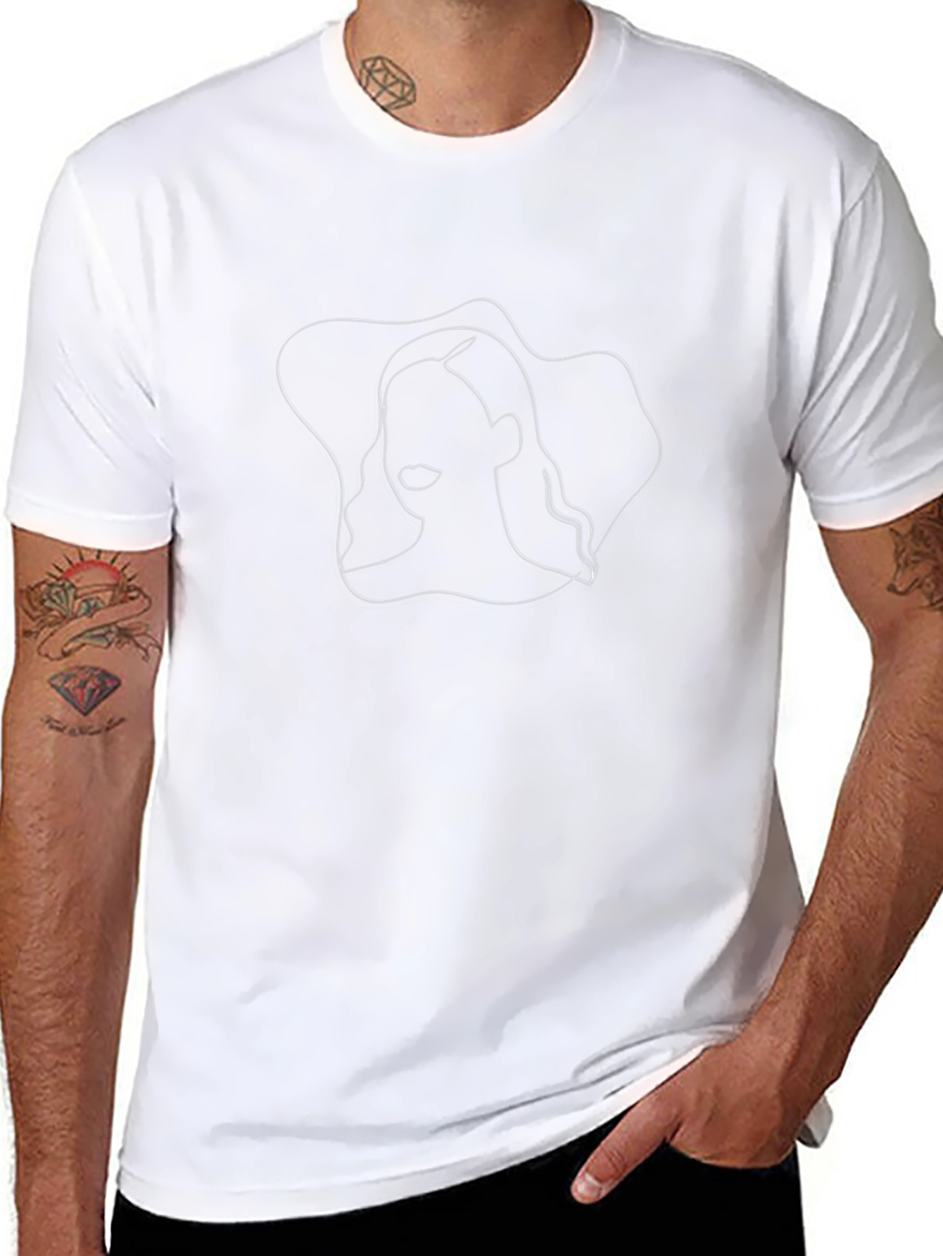 Minimalist Line Art T-Shirt - Black