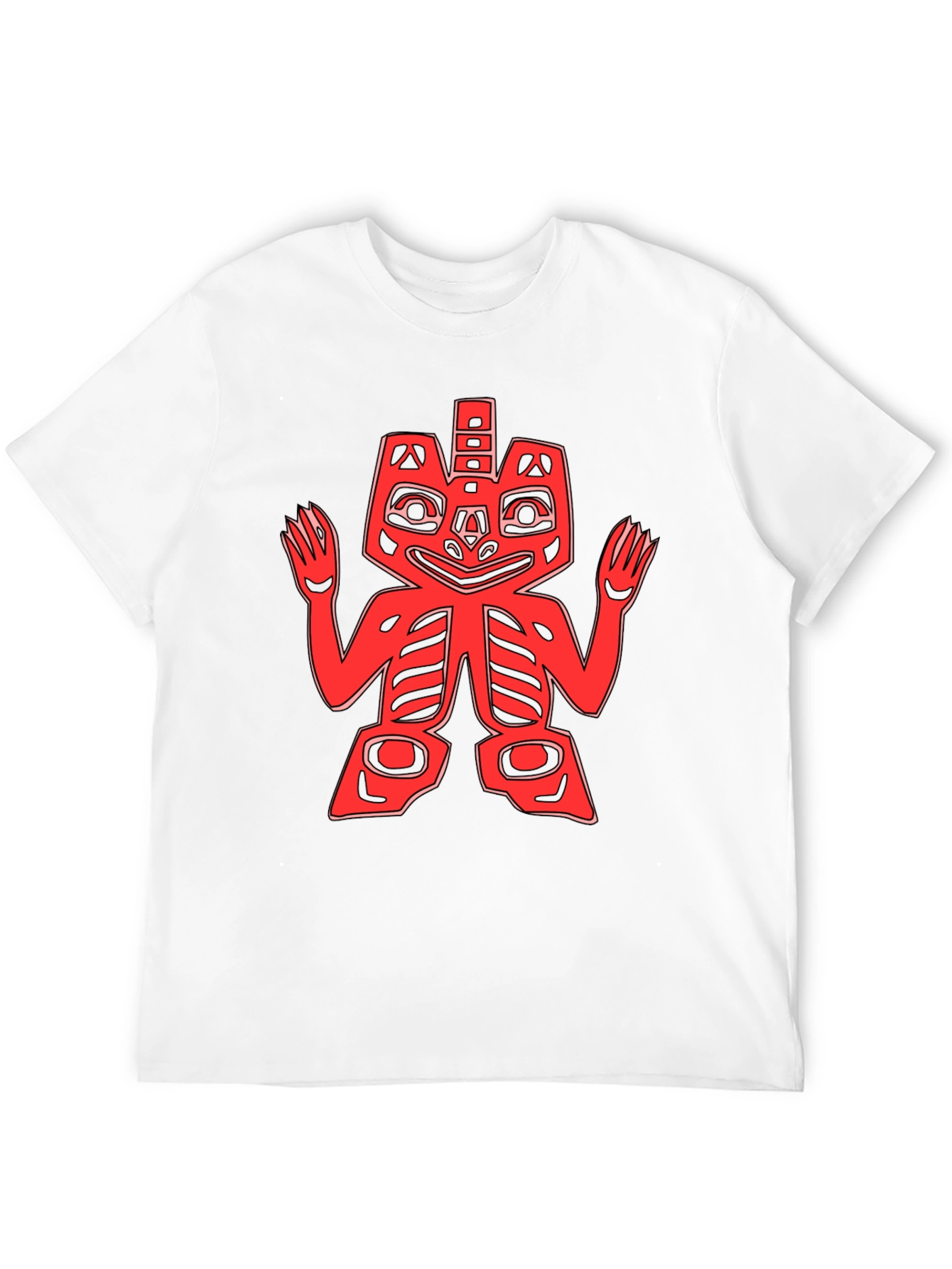 Red Totem Graphic Print Black T-Shirt