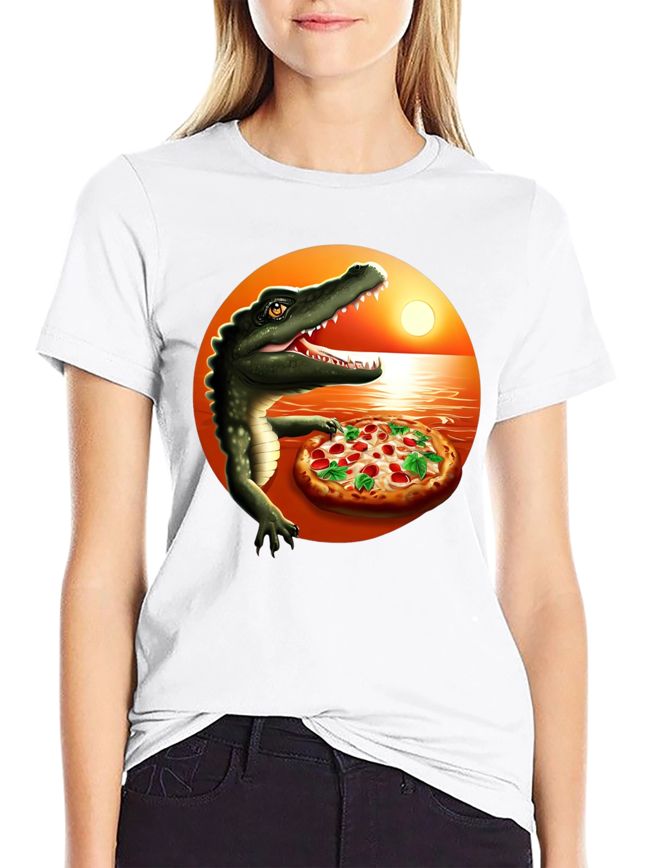 Crocodile Pizza Lover T-Shirt - Funny Graphic Tee