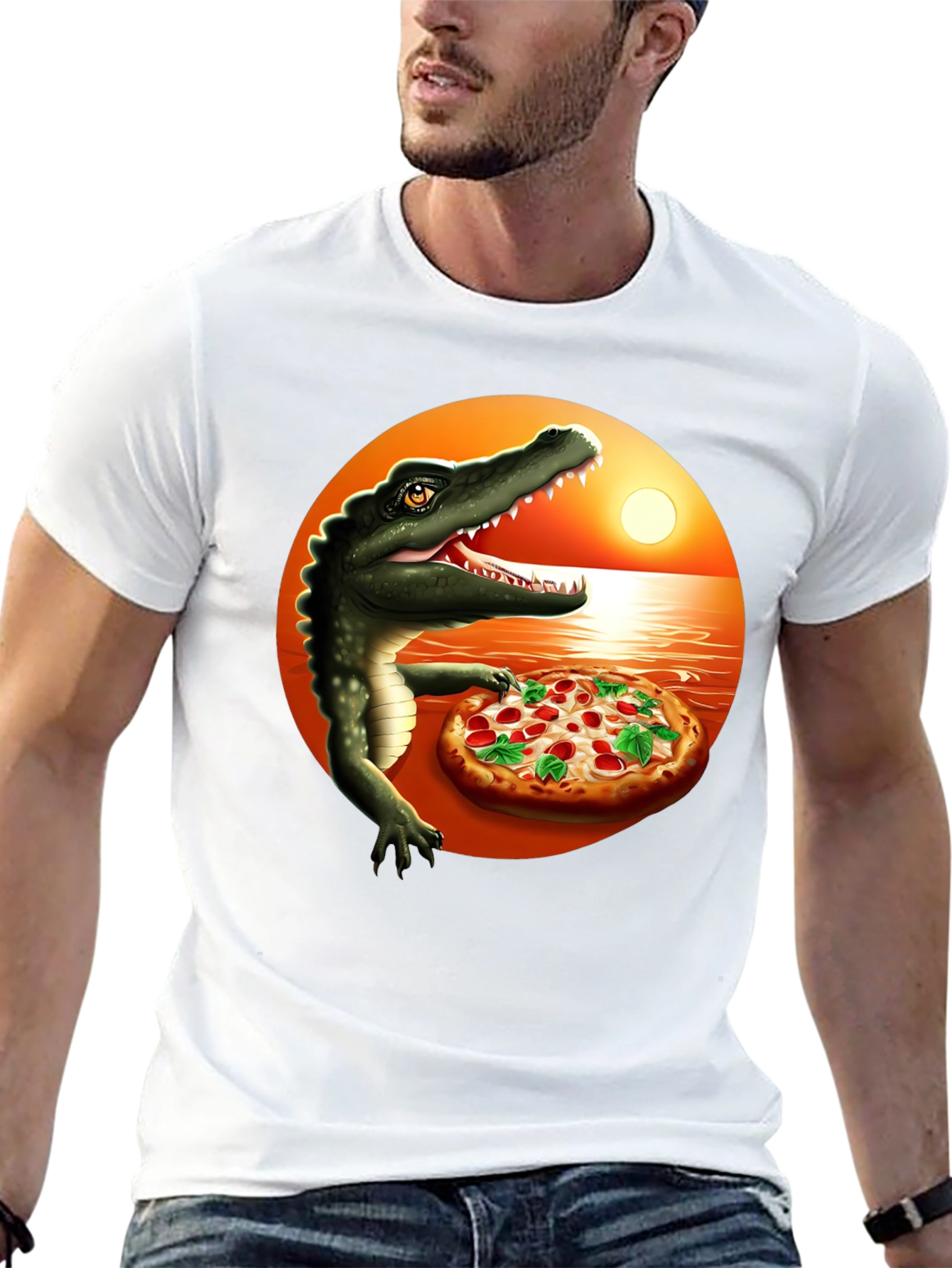 Crocodile Pizza Lover T-Shirt - Funny Graphic Tee