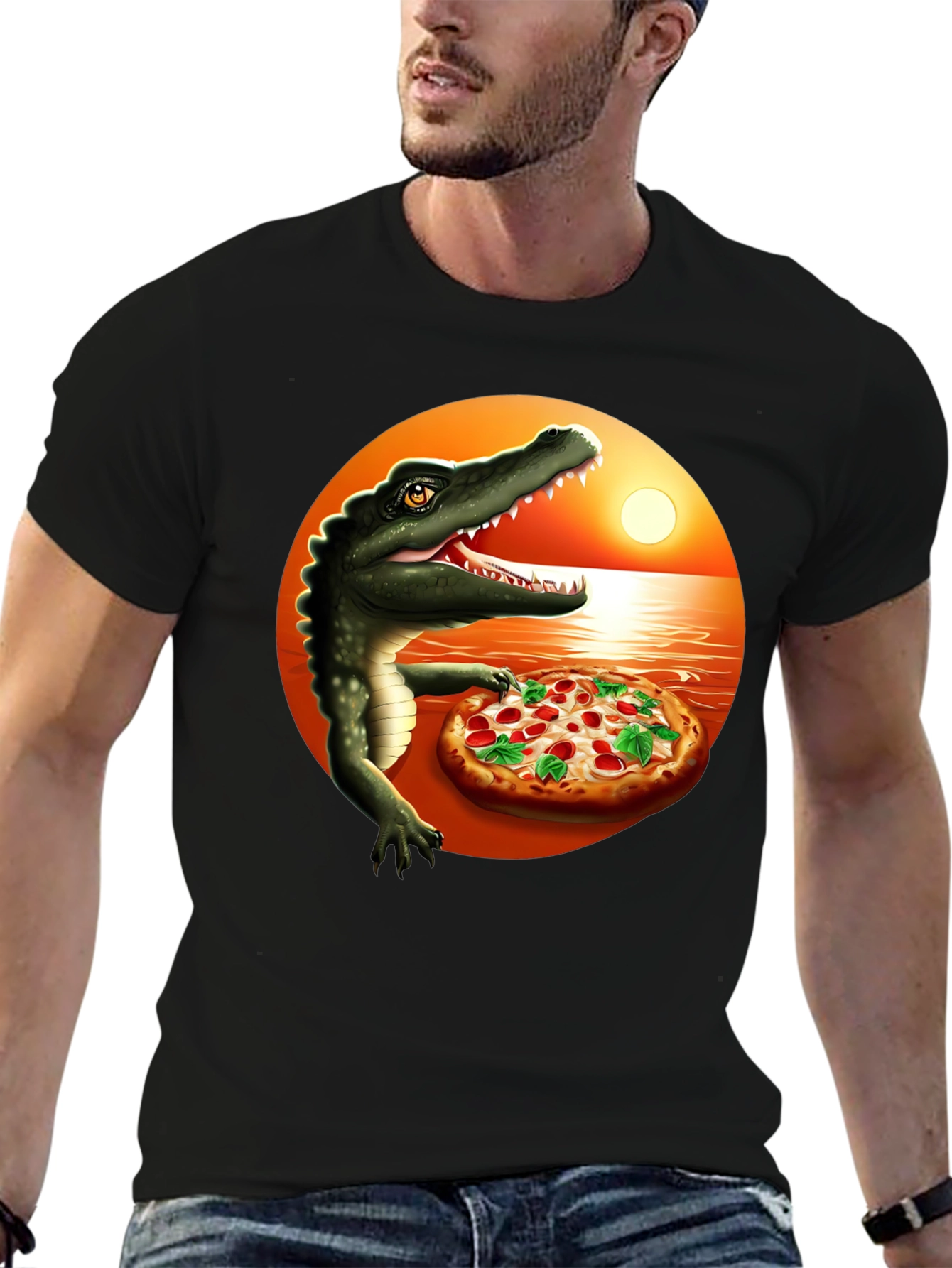 Crocodile Pizza Lover T-Shirt - Funny Graphic Tee
