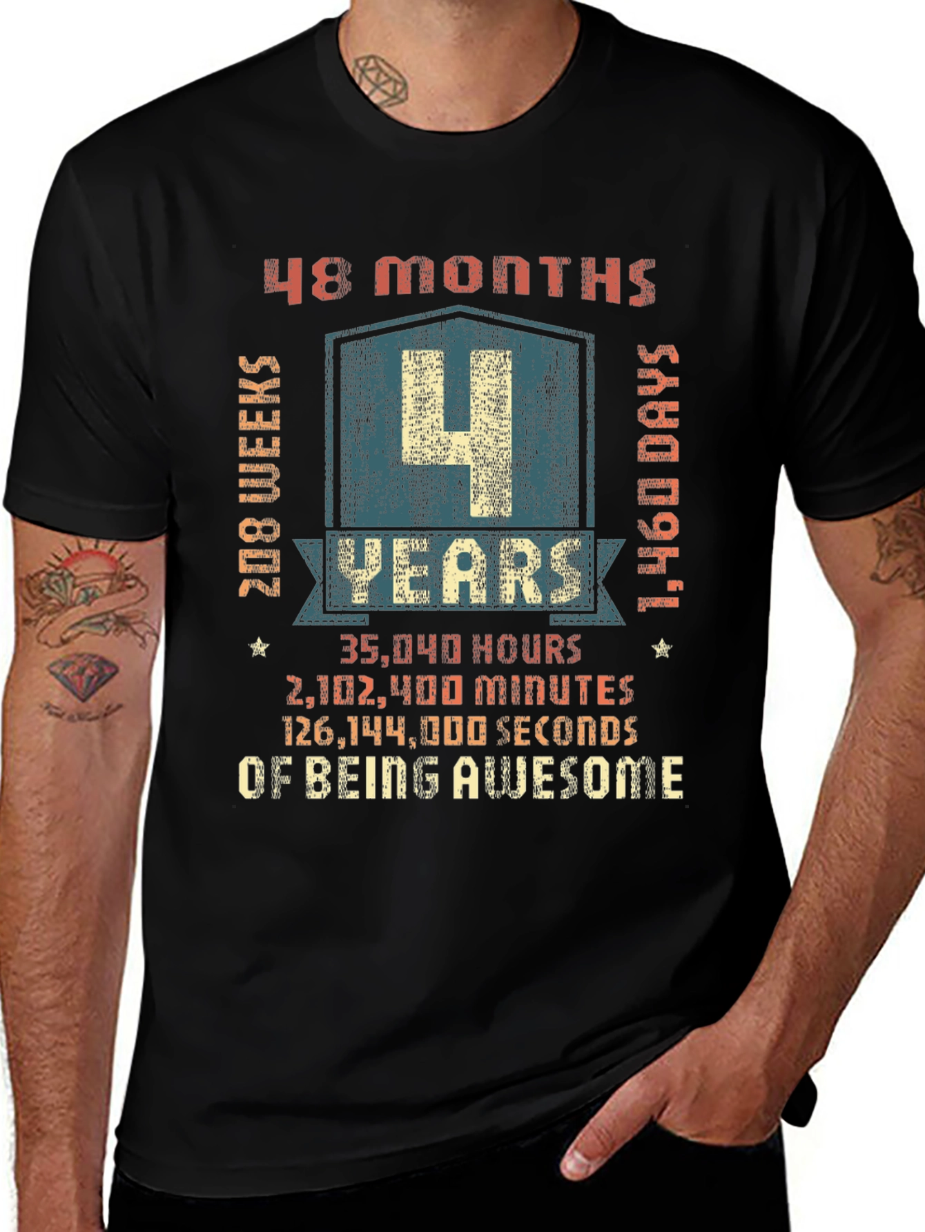 4 Year Anniversary Awesome Graphic T-Shirt
