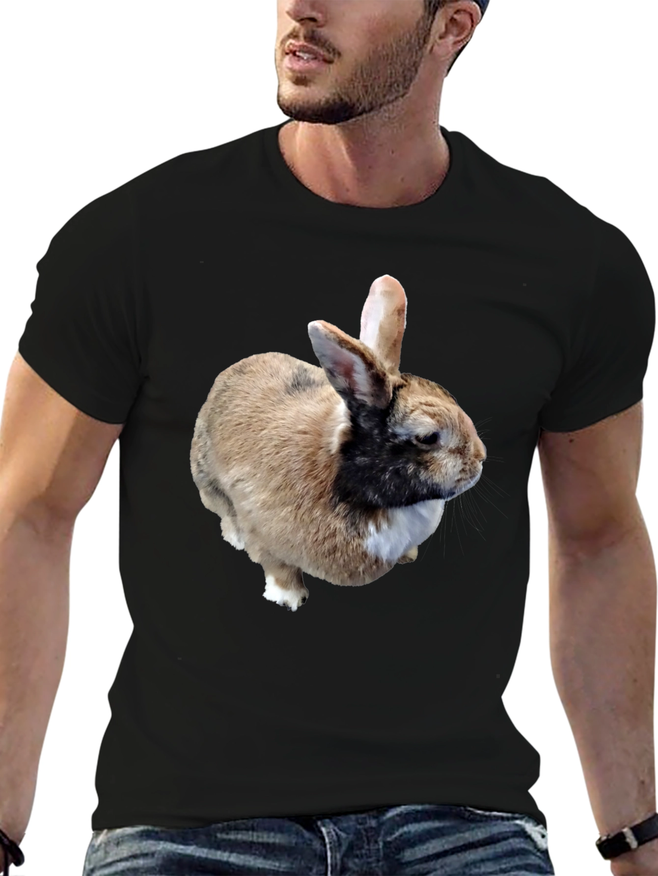 Rabbit Graphic T-Shirt - Black Casual Tee