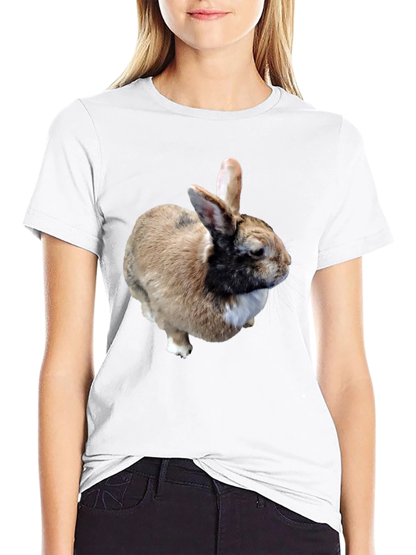 Rabbit Graphic T-Shirt - Black Casual Tee